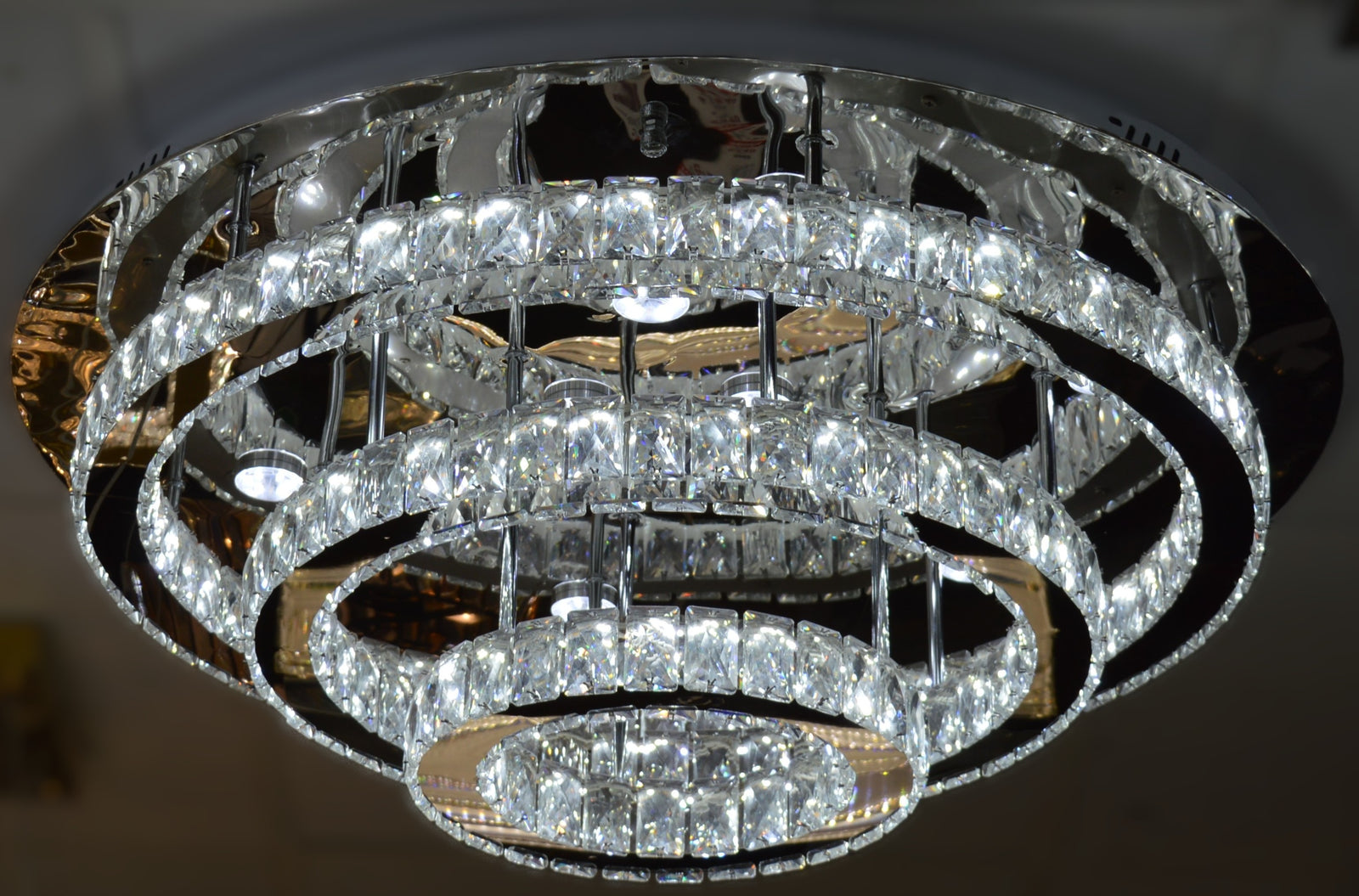 Luxury 3-Ring Crystal LED Ceiling Light Chandelier