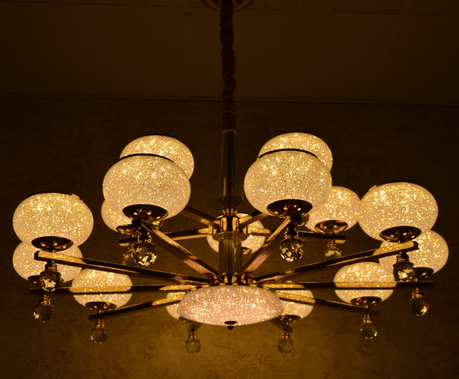 Crystal Glob Chandelier Pendant Ceiling Light with Colour Changing feature-2113