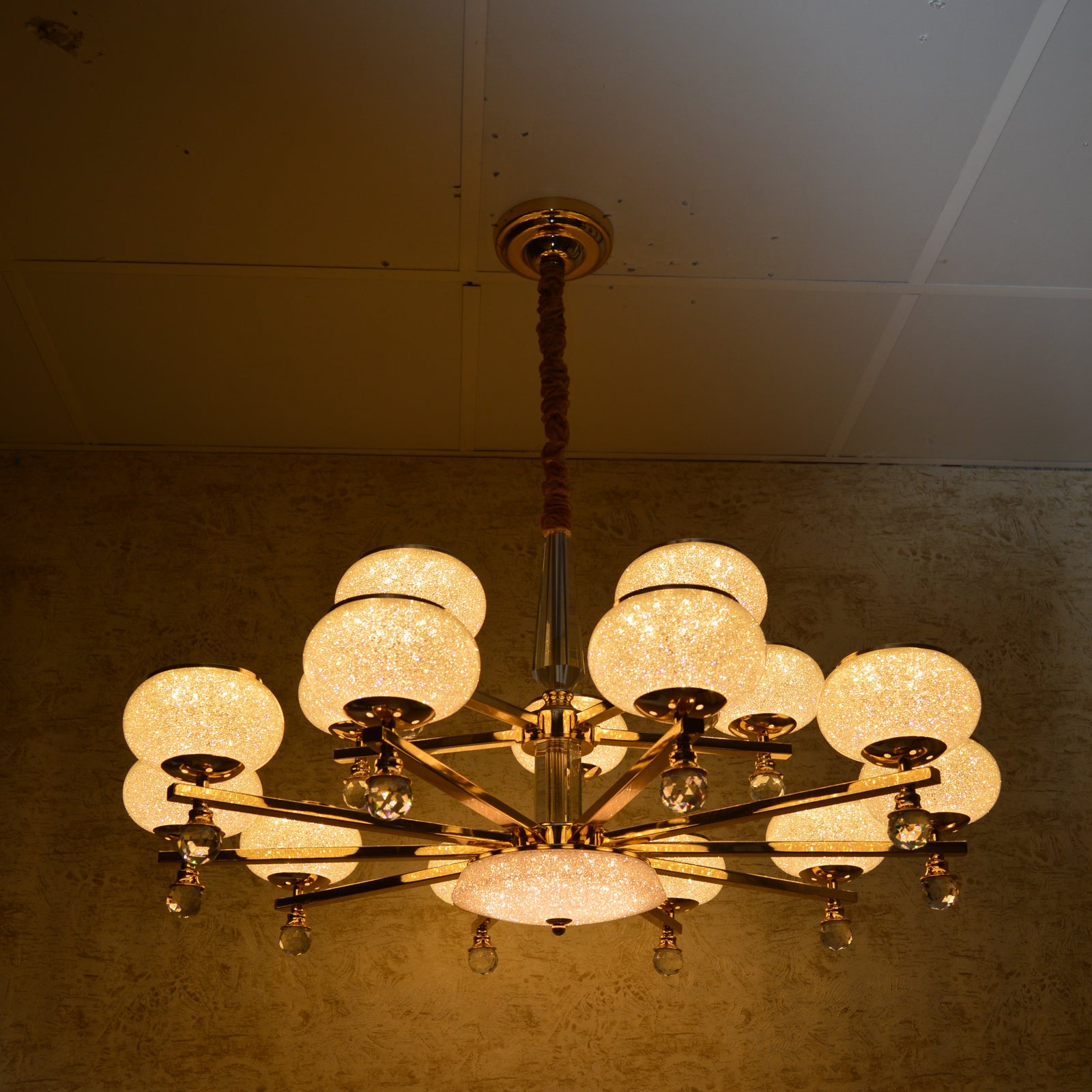 Crystal Glob Chandelier Pendant Ceiling Light with Colour Changing feature-2113