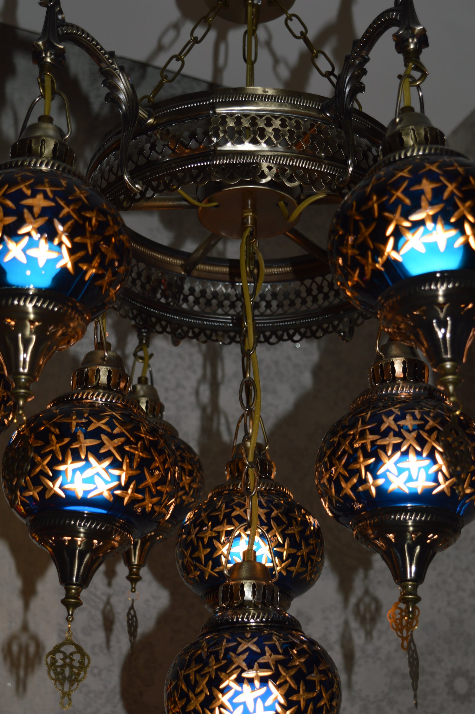 Turkish Blue 10 Globes Chandelier-adjustable Height-ZQC022/10