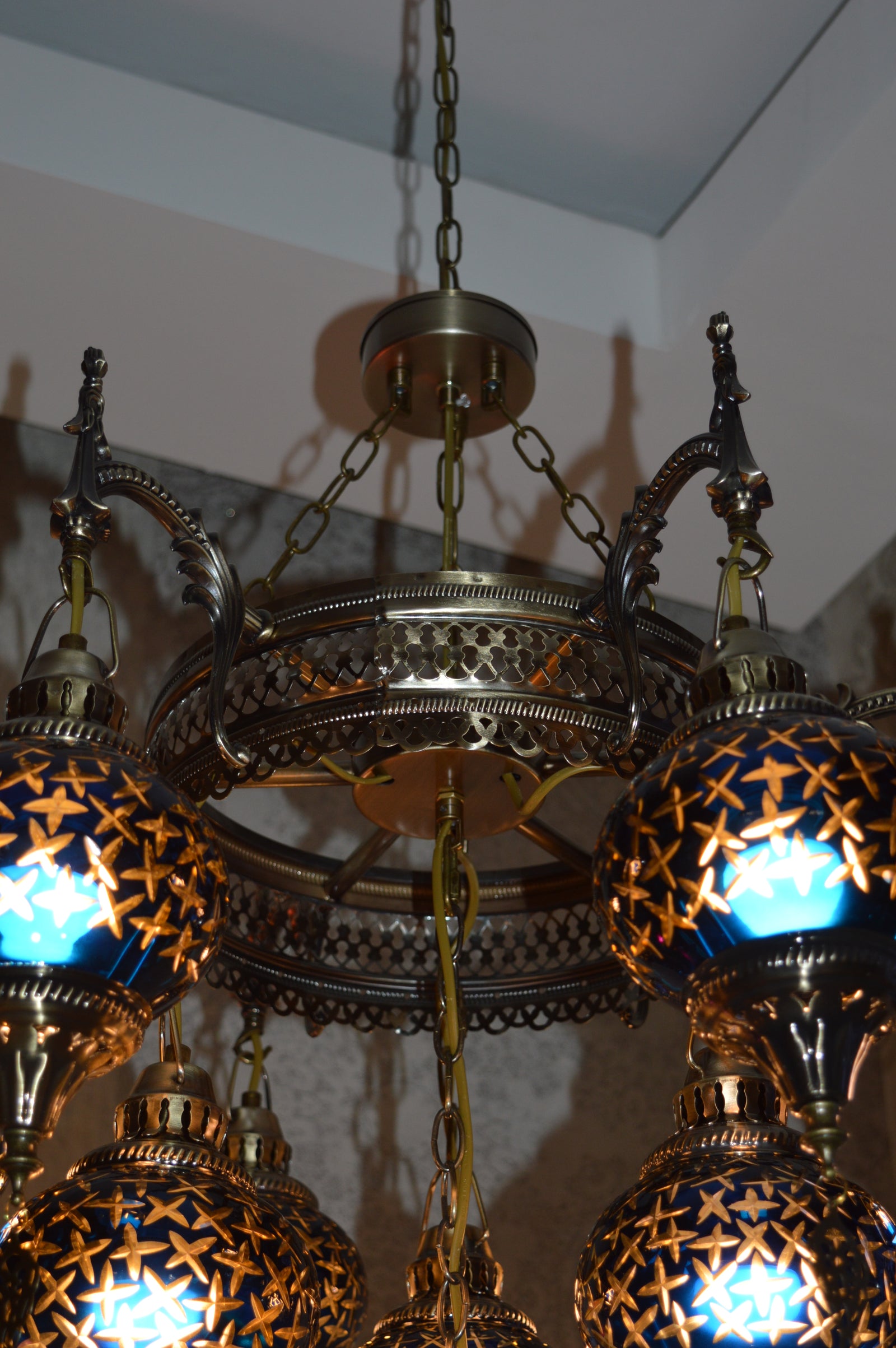 Turkish Blue 10 Globes Chandelier-adjustable Height-ZQC022/10