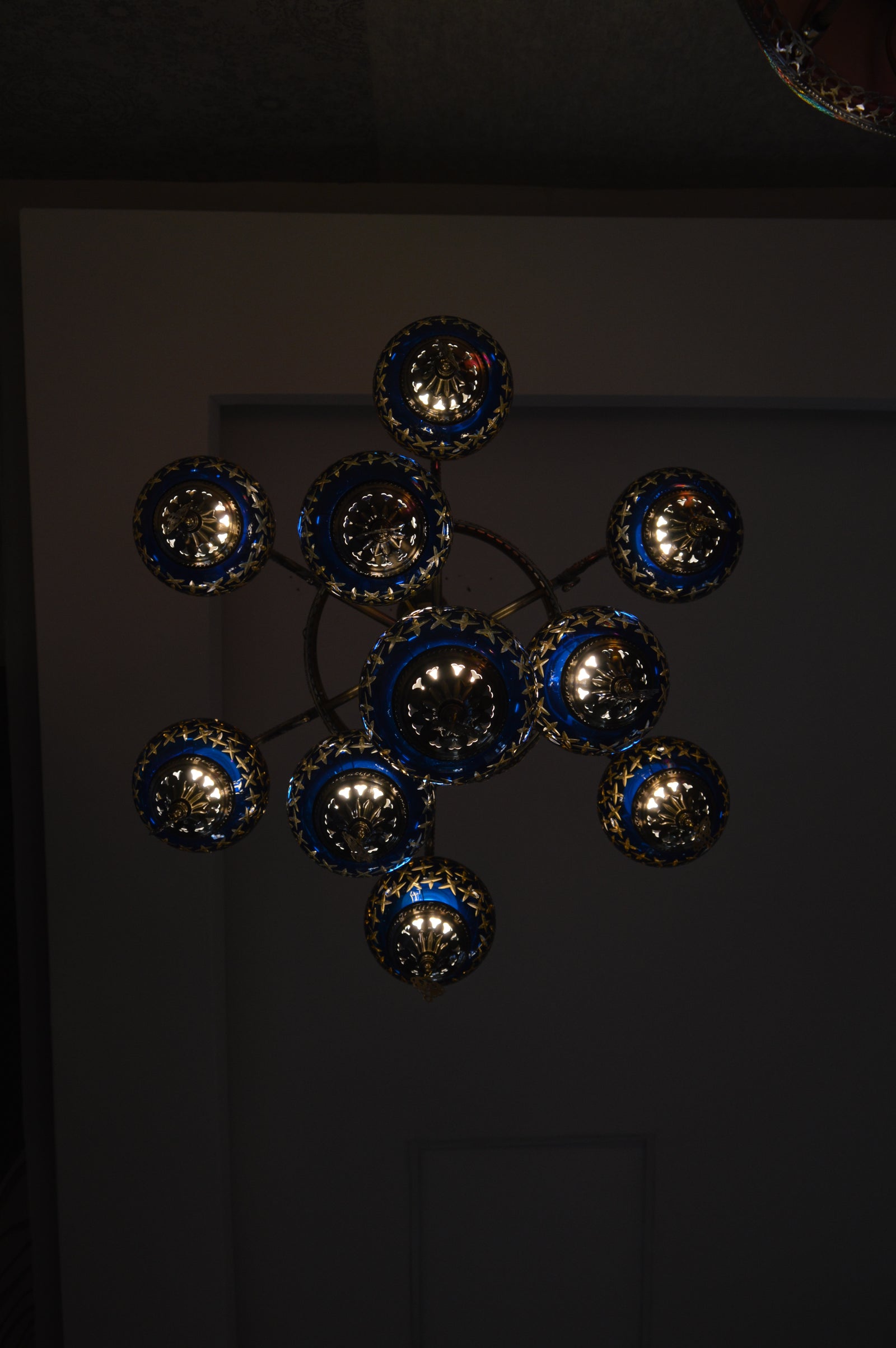 Turkish Blue 10 Globes Chandelier-adjustable Height-ZQC022/10