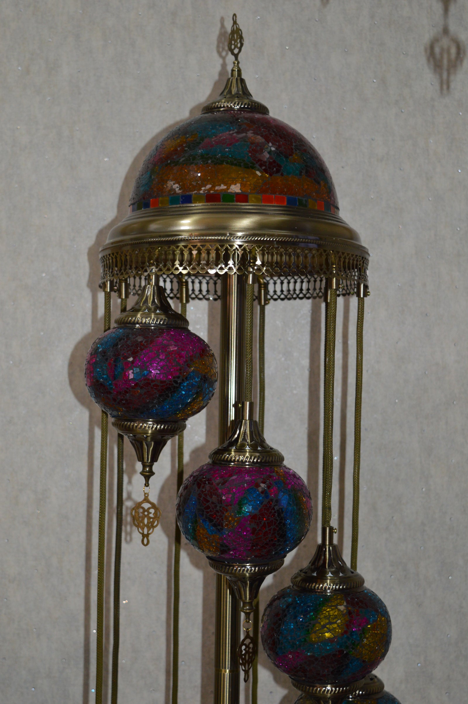 Luxury Turkish Mosaic Floor Lamp with Multi-Colour Glass Shades