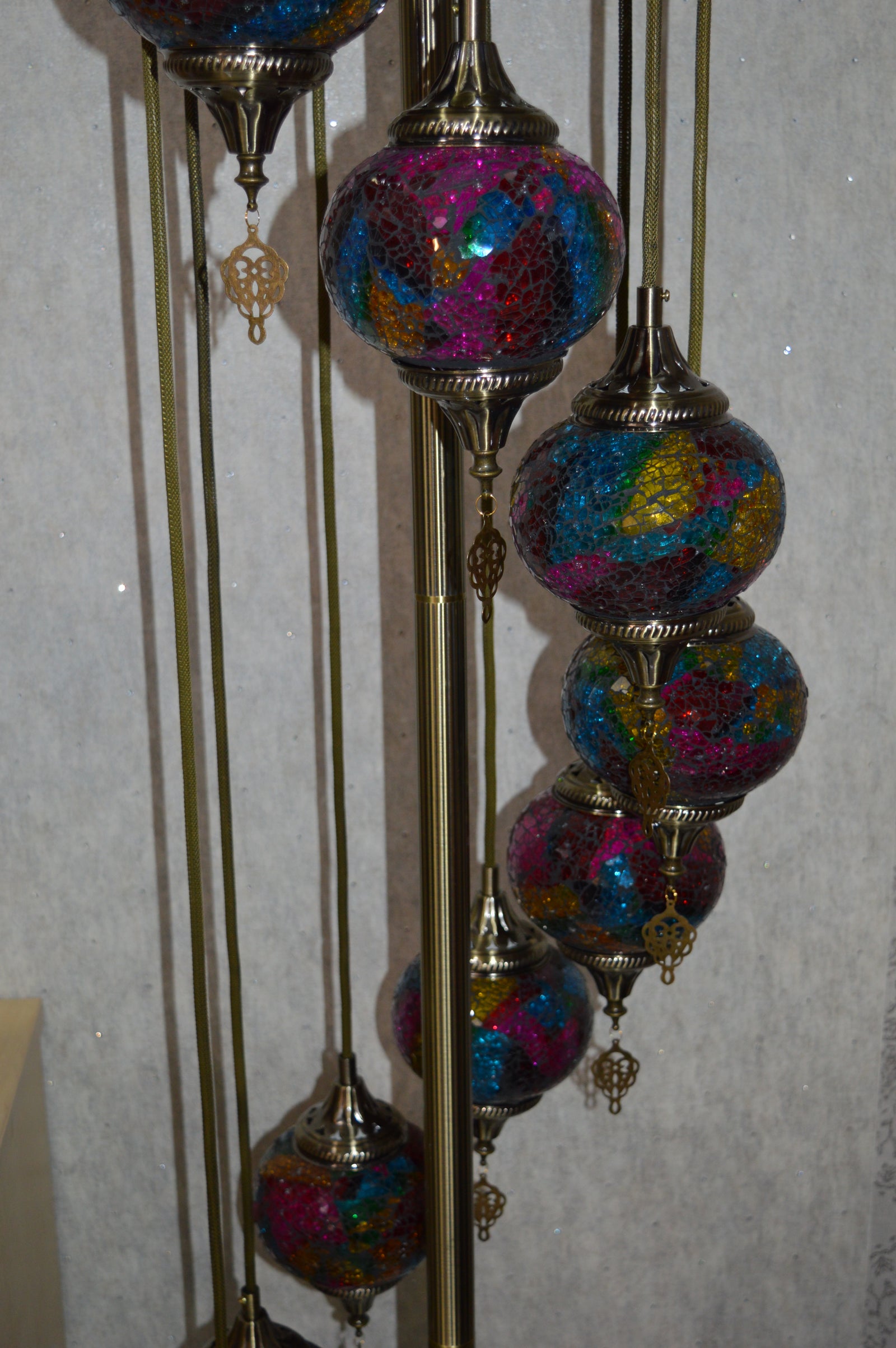 Luxury Turkish Mosaic Floor Lamp with Multi-Colour Glass Shades