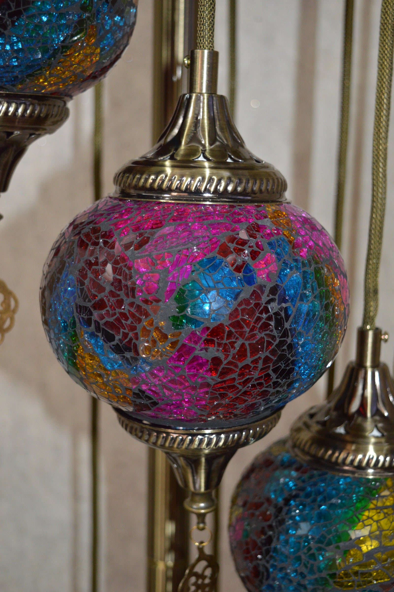 Luxury Turkish Mosaic Floor Lamp with Multi-Colour Glass Shades