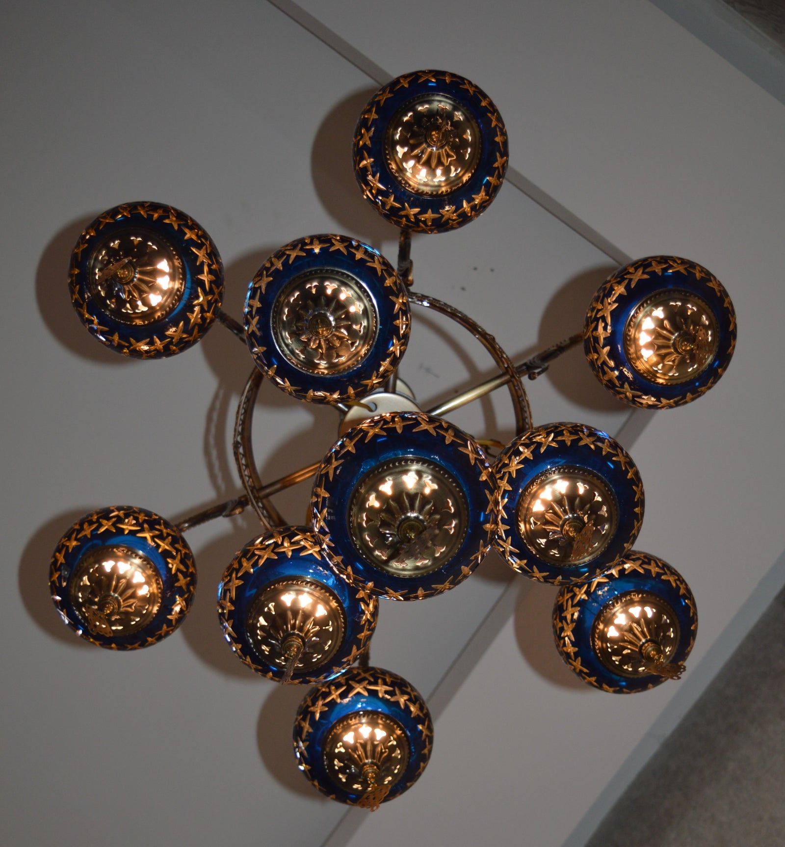 Turkish Blue 10 Globes Chandelier-adjustable Height-ZQC022/10