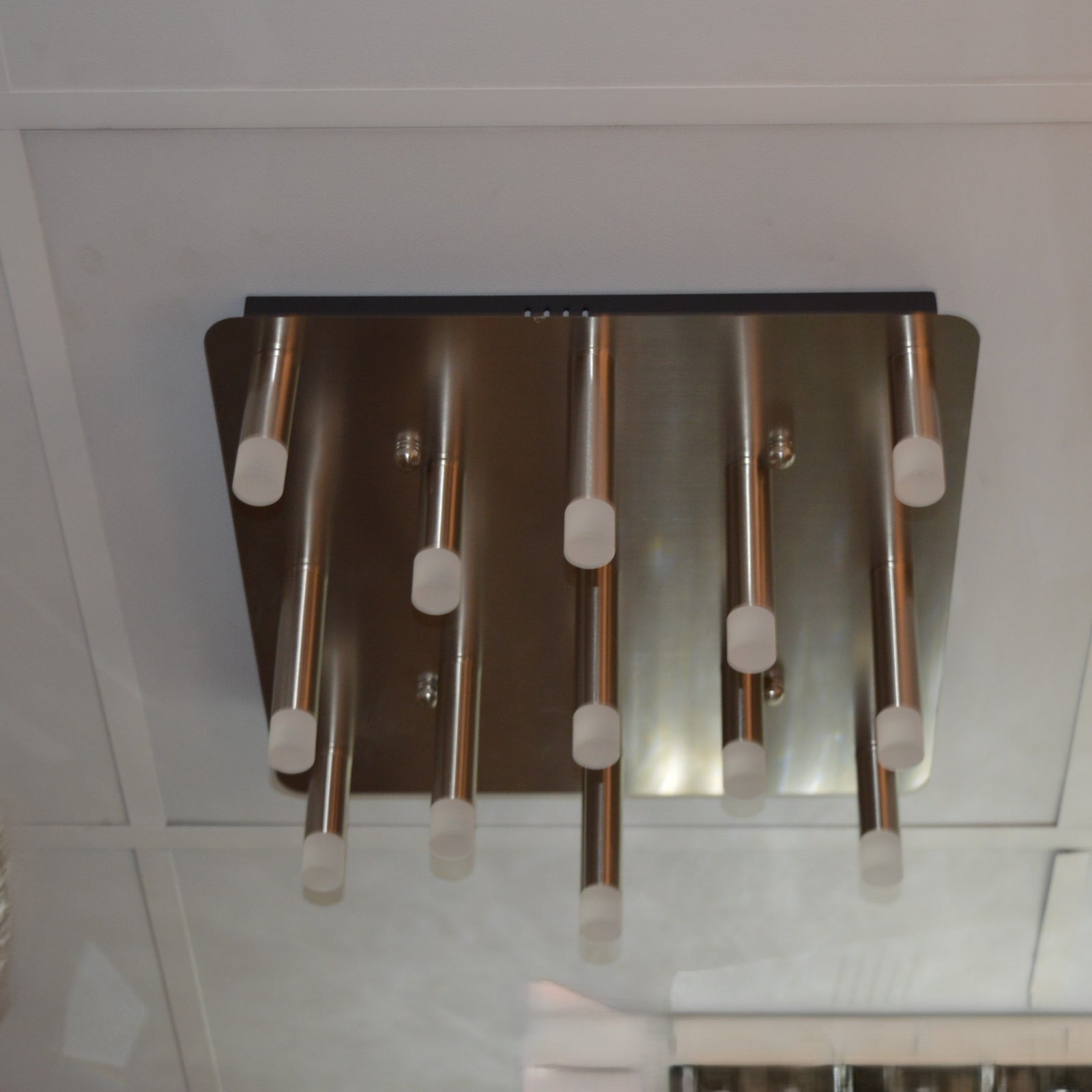 Metallic Bars Modern Square Flushmount Ceiling Light-Warm LED-6190