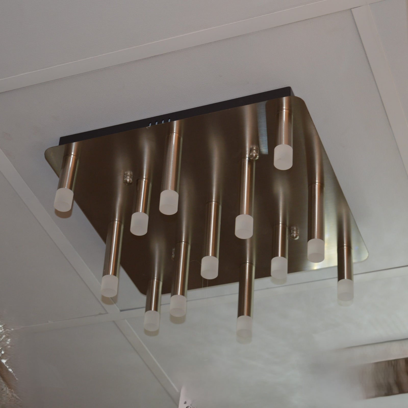 Metallic Bars Modern Square Flushmount Ceiling Light-Warm LED-6190