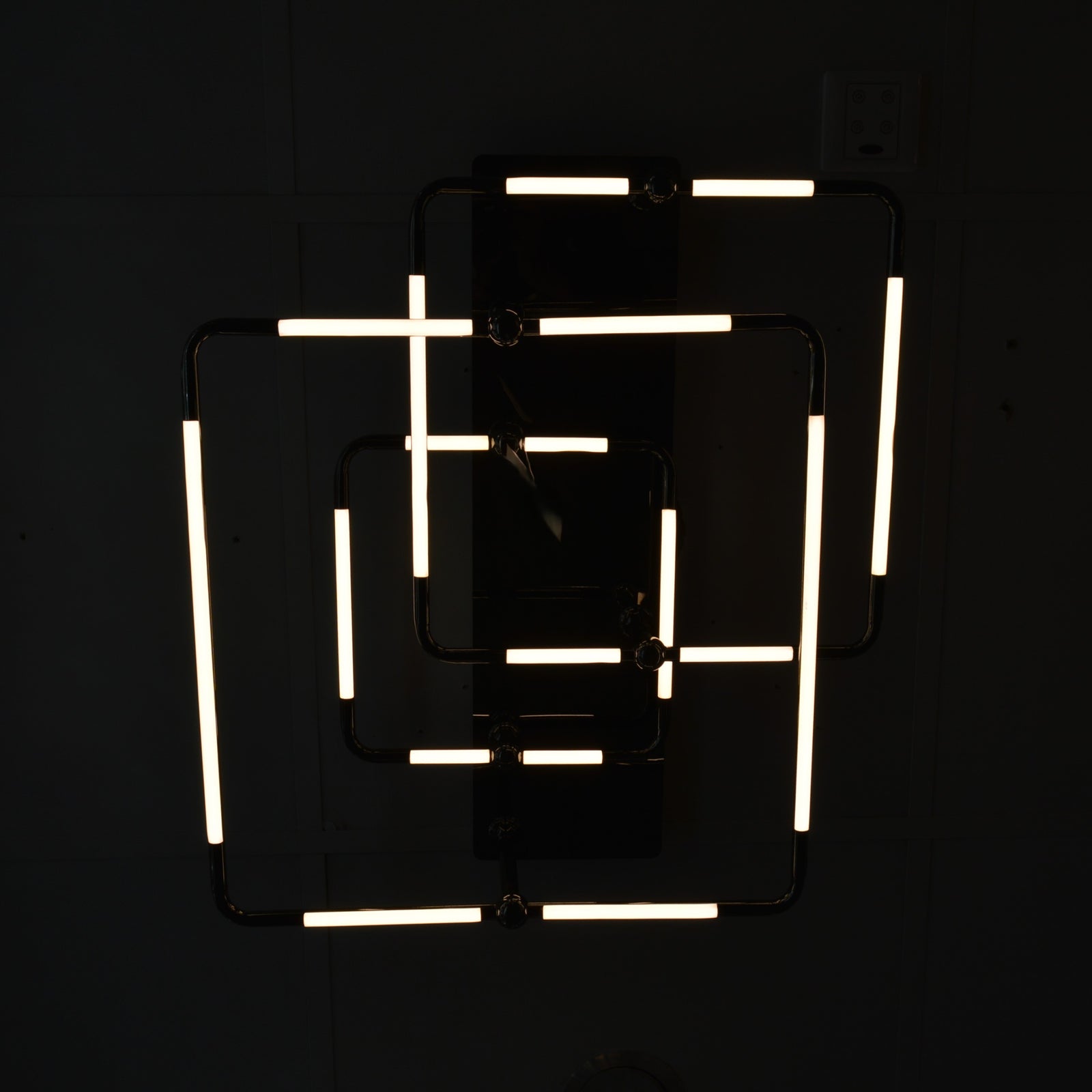 Metallic Black Base Modern Square Patterns LED Flushmount Ceiling Light-Colour changing and dimmable features-7516-3+4+5black