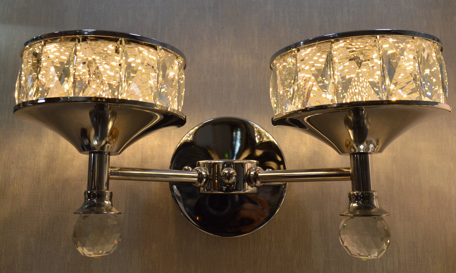 Luxury Dual Crystal Bowl Wall Light – Modern Decorative Sconce