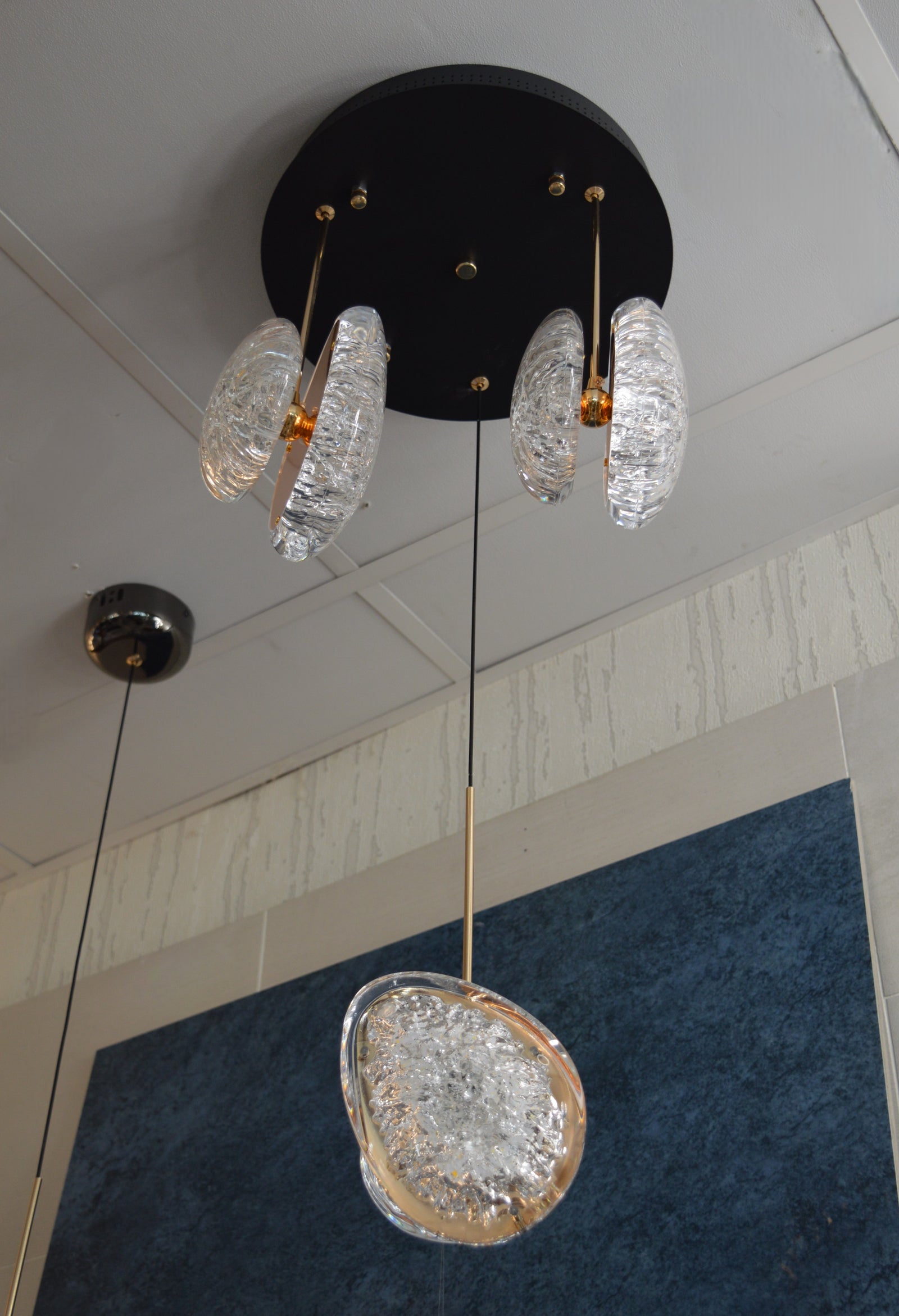 Modern Crystal Design Black and Gold Color Hanging LED Chandelier/Ceiling Light with Color Changing Dimmable+Remote control-2325