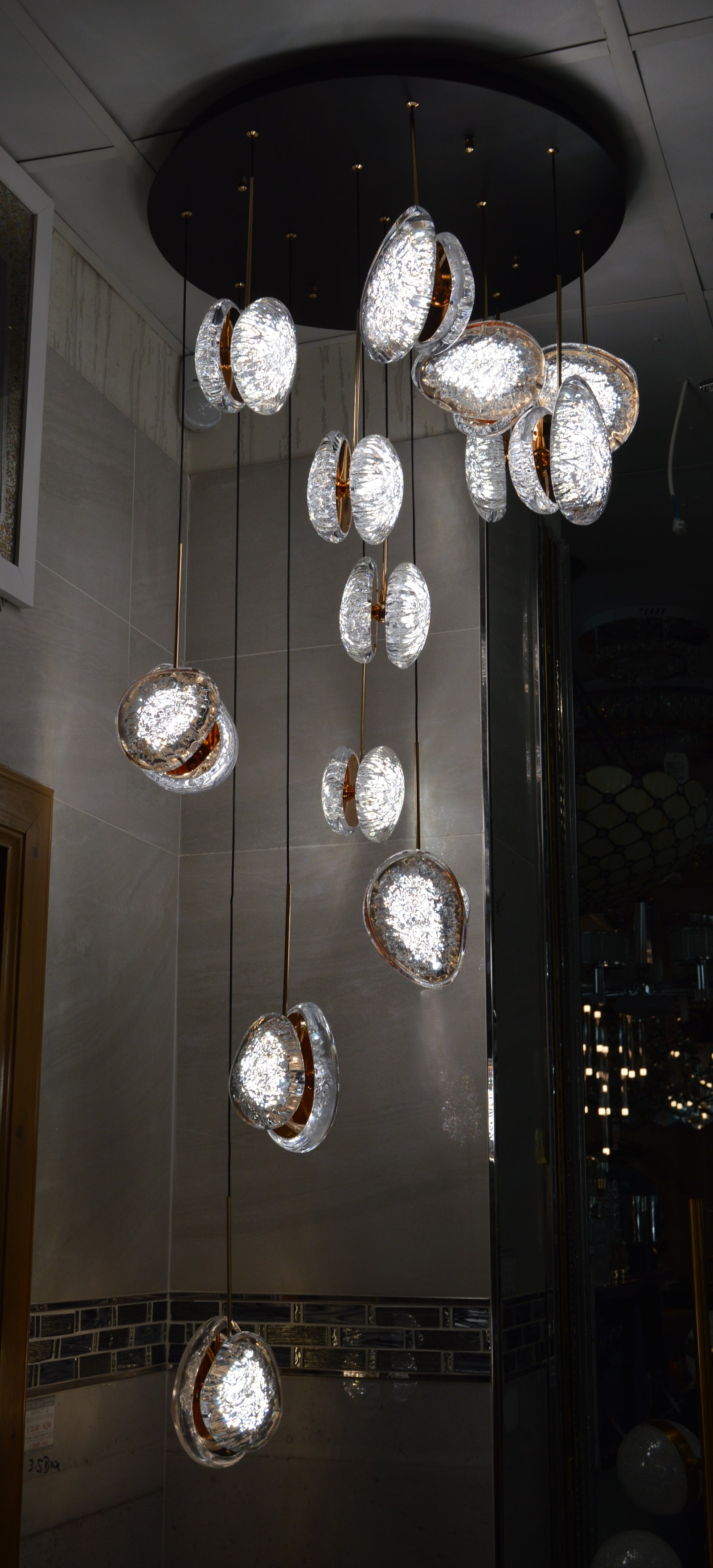 Modern Crystal Design Black and Gold Color Hanging LED Chandelier/Ceiling Light with Color Changing Dimmable+Remote control-2325