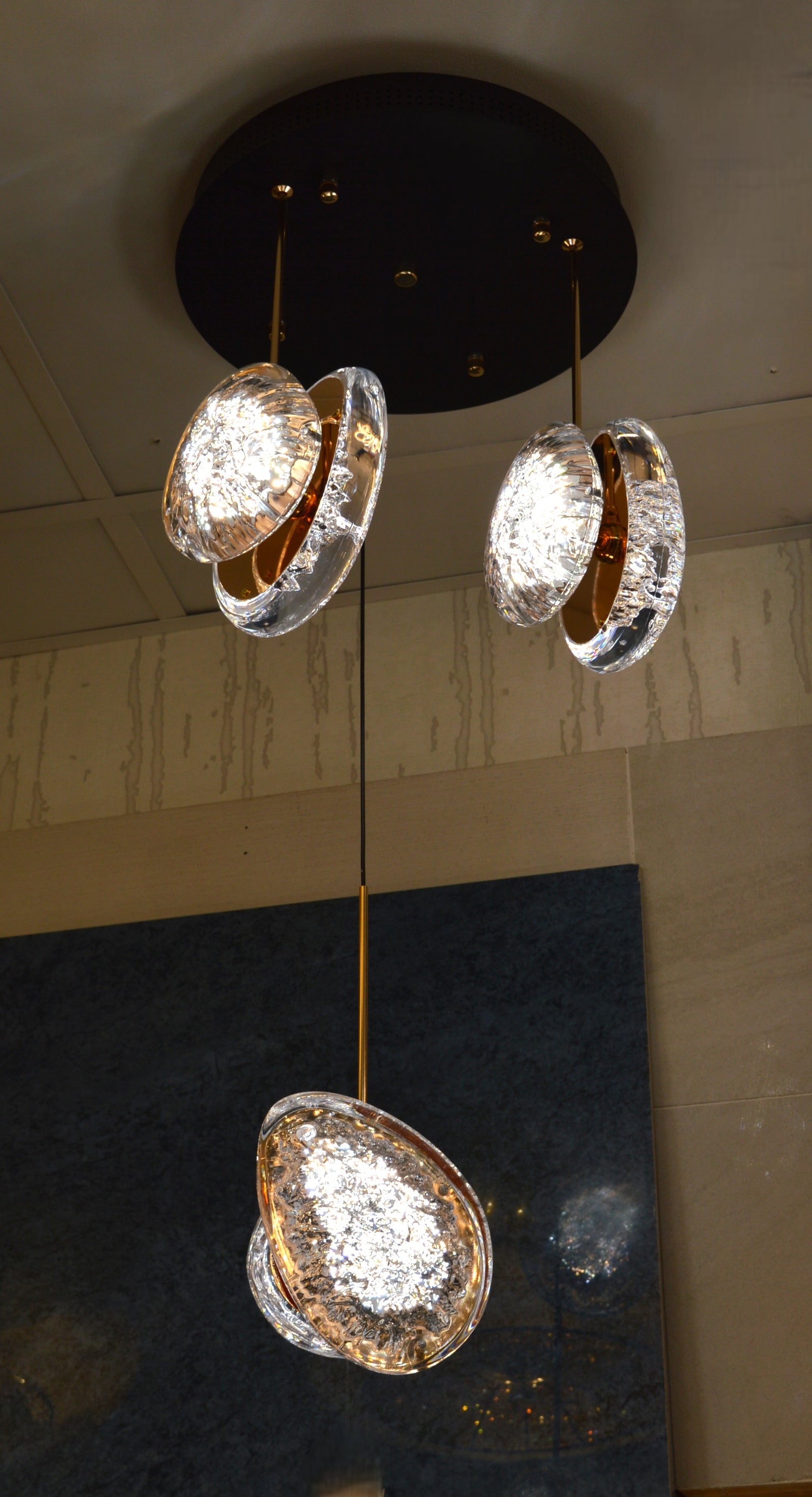 Modern Crystal Design Black and Gold Color Hanging LED Chandelier/Ceiling Light with Color Changing Dimmable+Remote control-2325