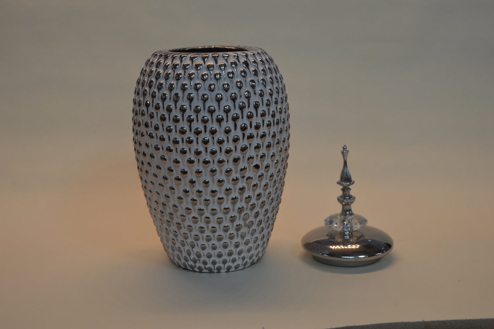 Ceramic Set of 3pcs Ginger/Candy Jars in Silver & Gold Colors