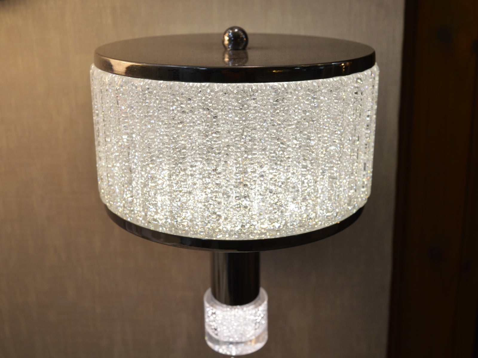 Luxury Crystal Drum LED Wall Light – Modern Chrome Wall Sconce