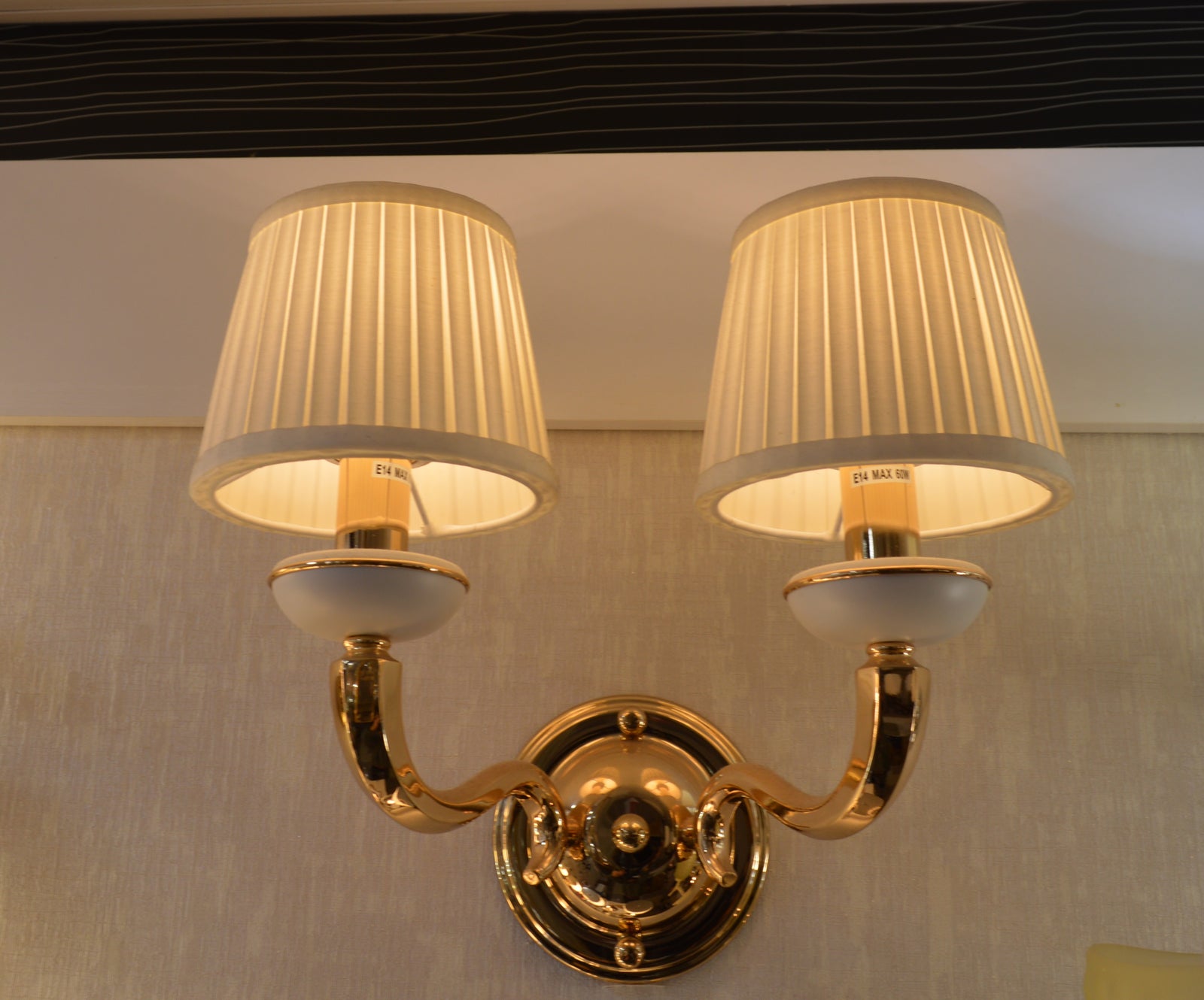 Luxury Dual-Arm Wall Sconce with Fabric Shades