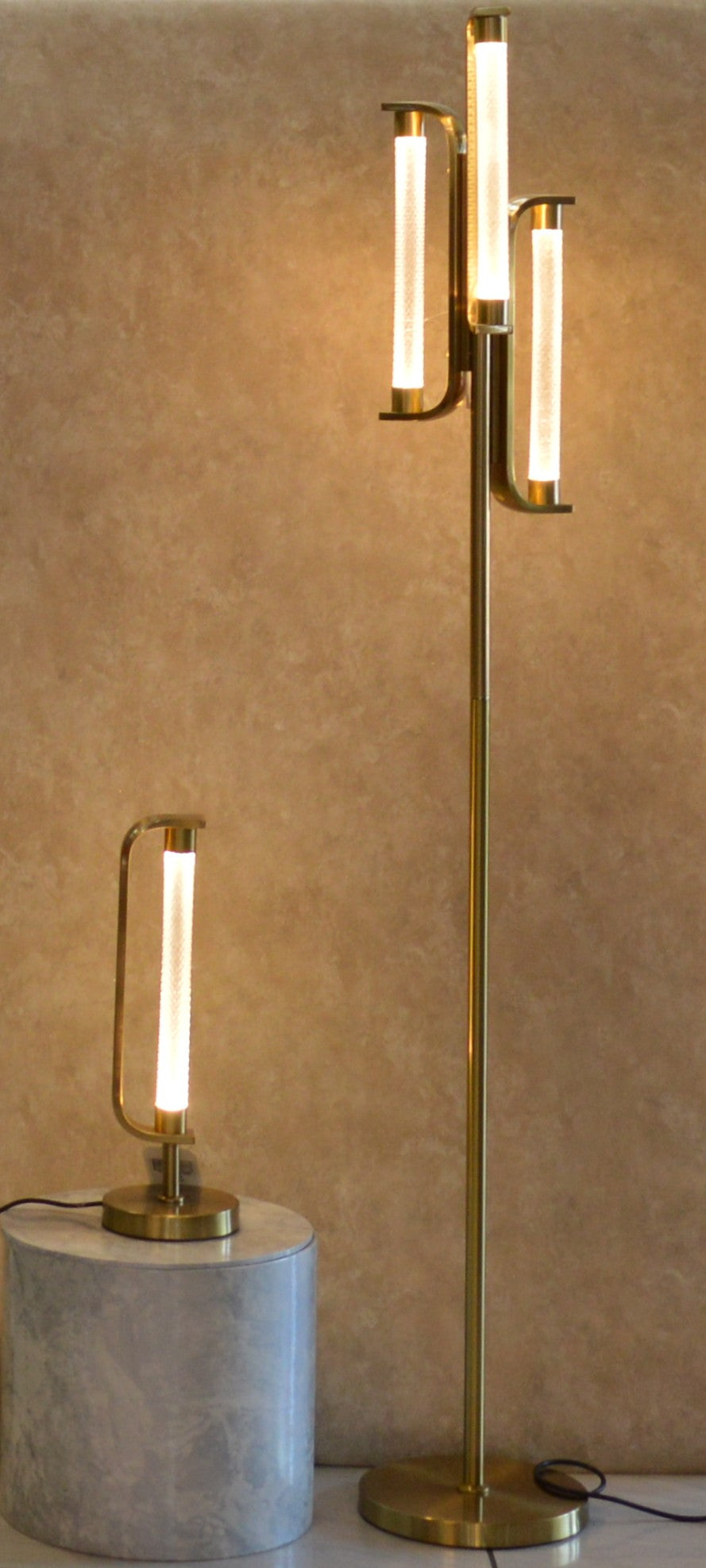 Modern Luxury LED Crystal Tube Luxe Lamp Set