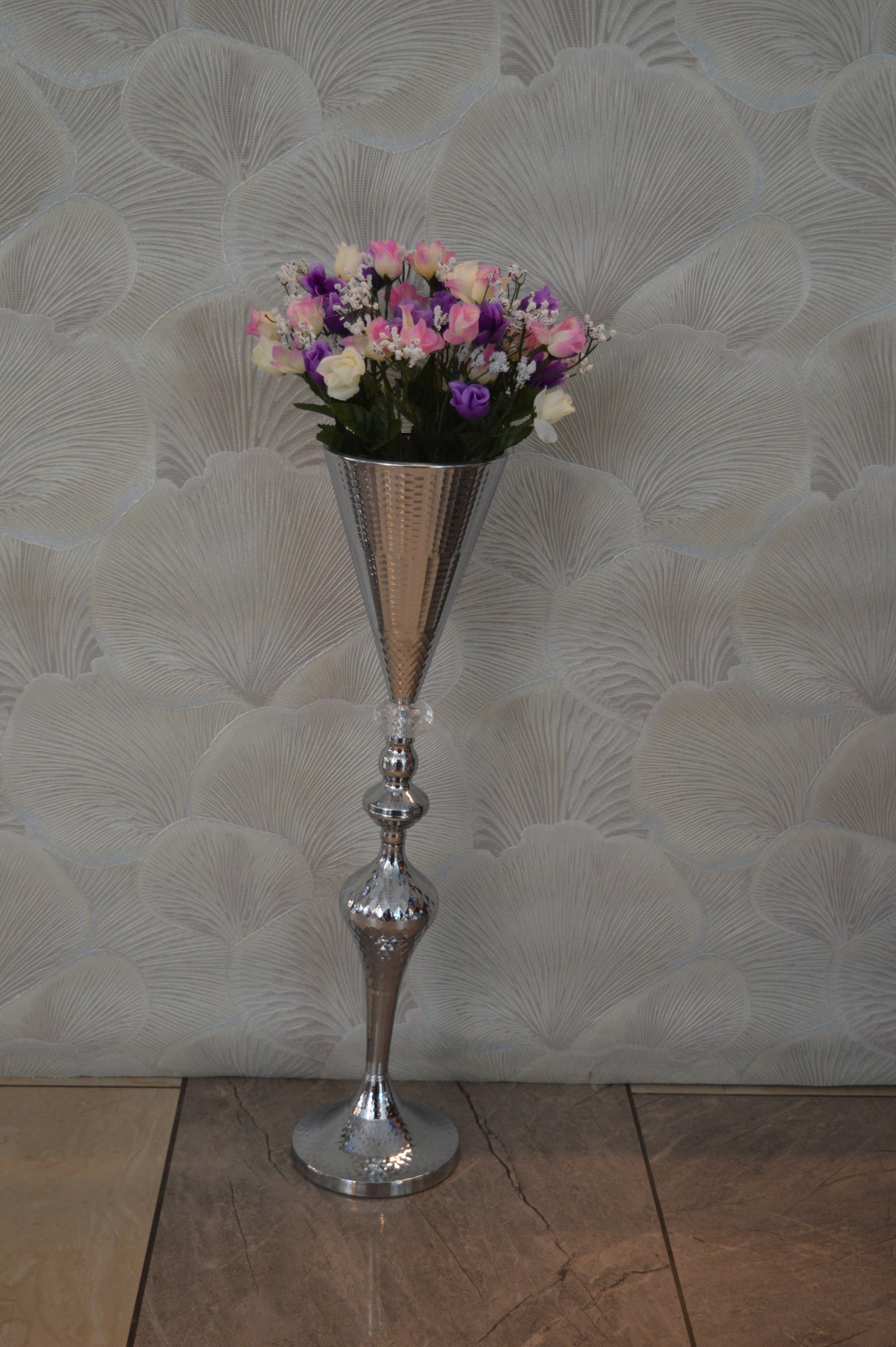 Home Décor Flower Vase in three different sizes in chrome & Gold-9832