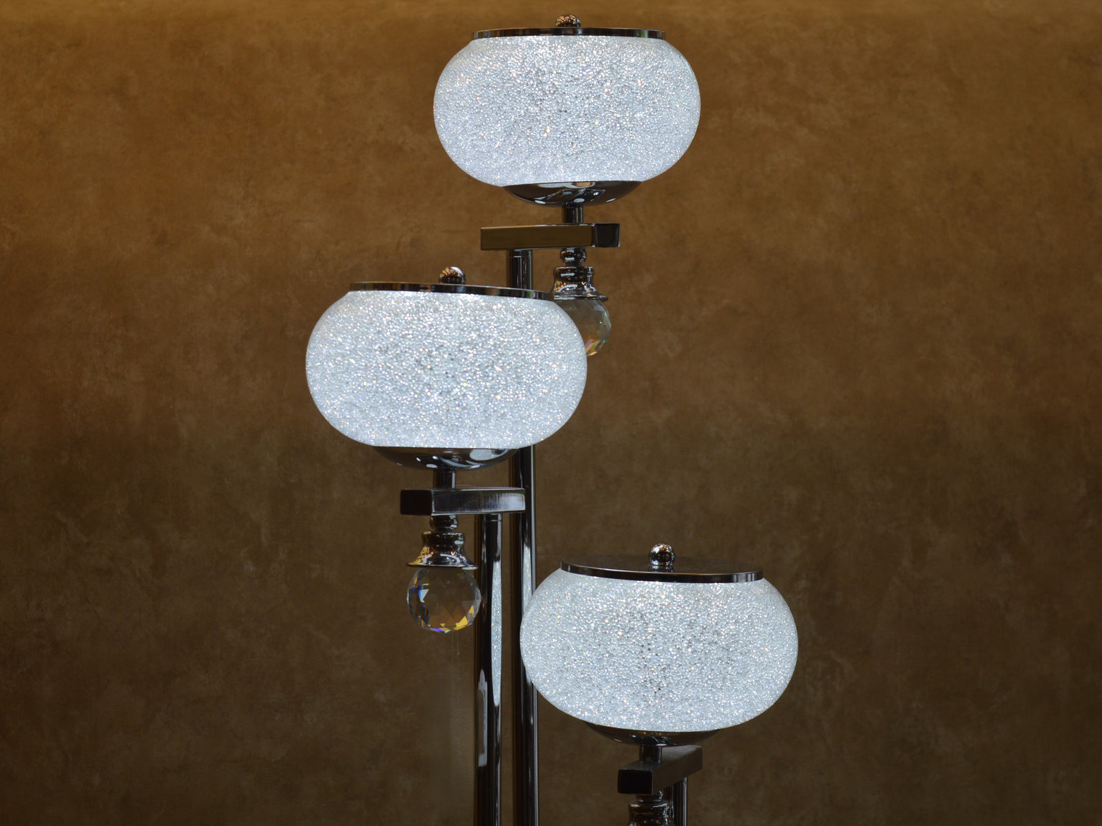 Modern Chrome Multi Globe Floor & Table Lamp Set White Glass Shades