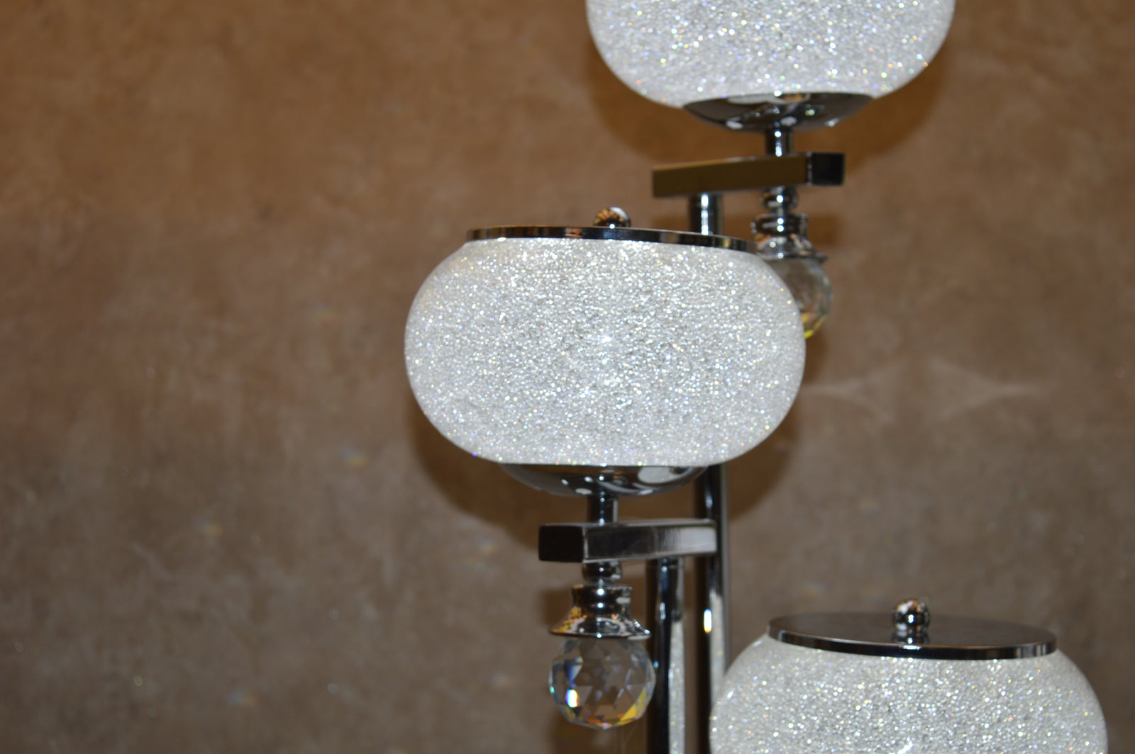 Modern Chrome Multi Globe Floor & Table Lamp Set White Glass Shades
