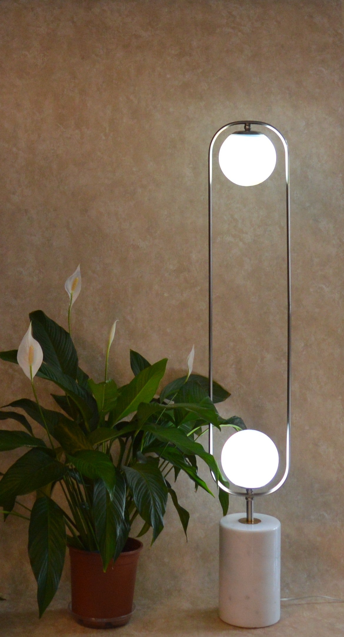 Kingston Orbit Modern Double Globe Lighting Floor Lamp with Marble Base