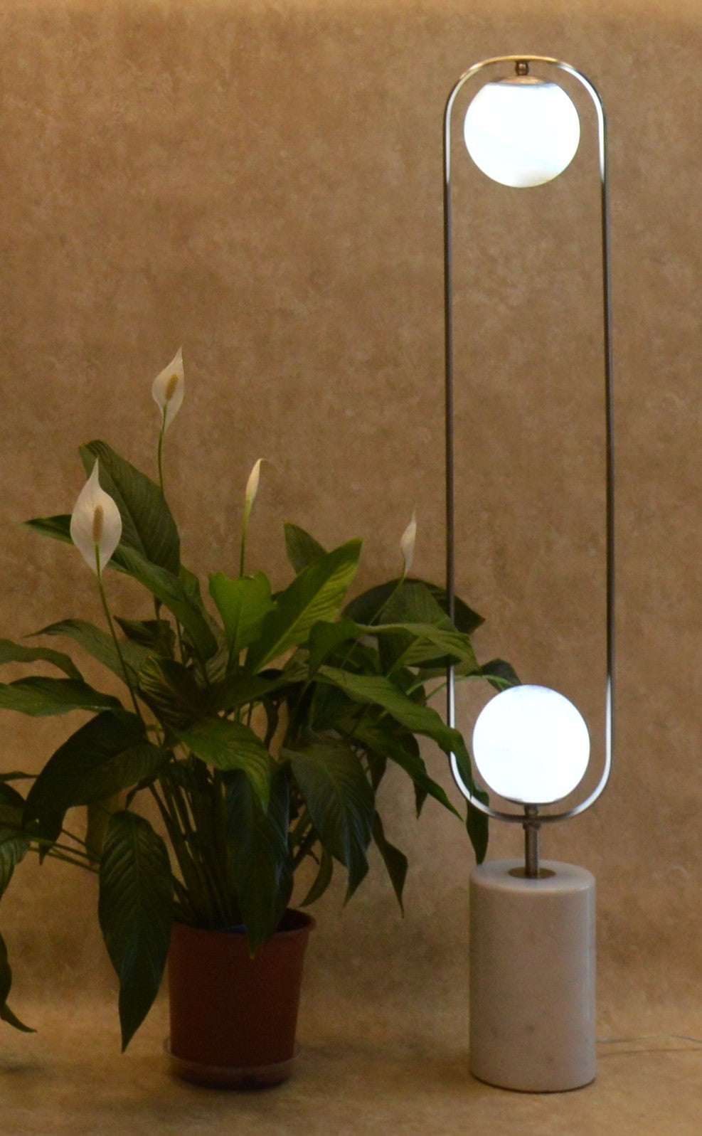 Kingston Orbit Modern Double Globe Lighting Floor Lamp with Marble Base