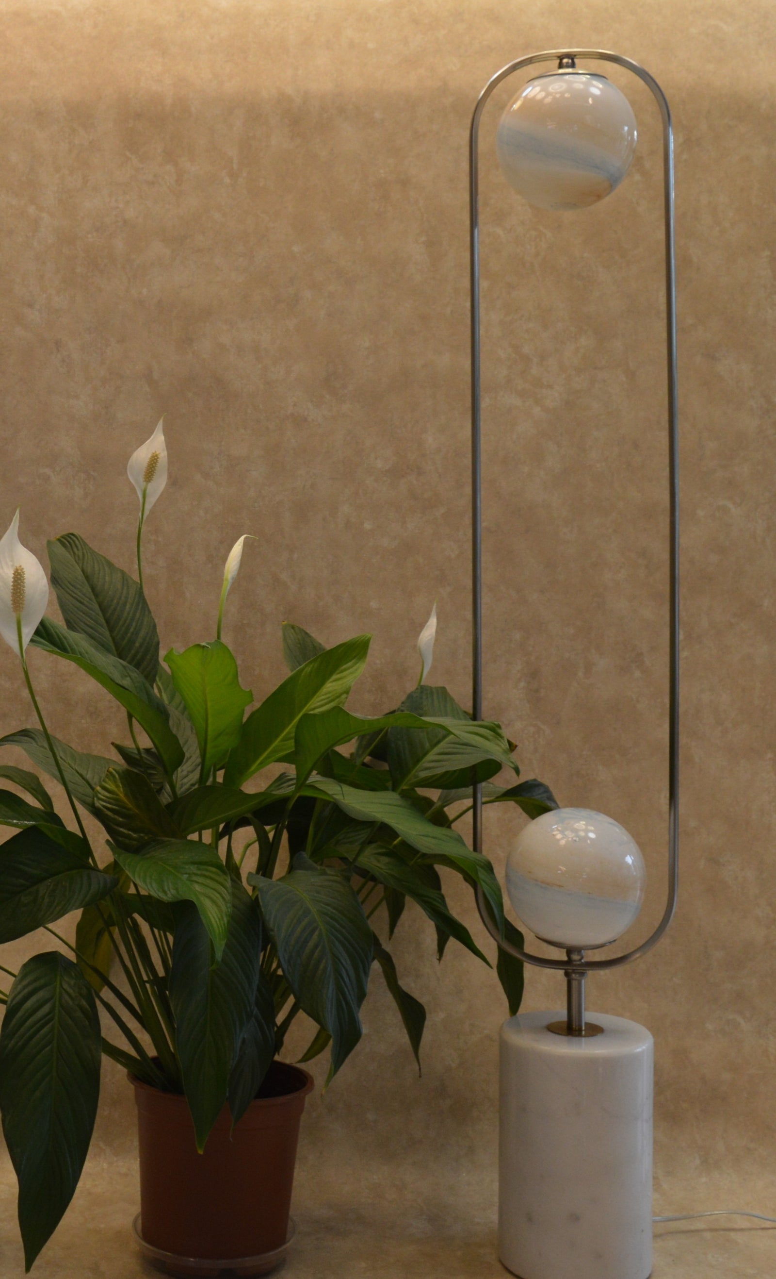 Kingston Orbit Modern Double Globe Lighting Floor Lamp with Marble Base
