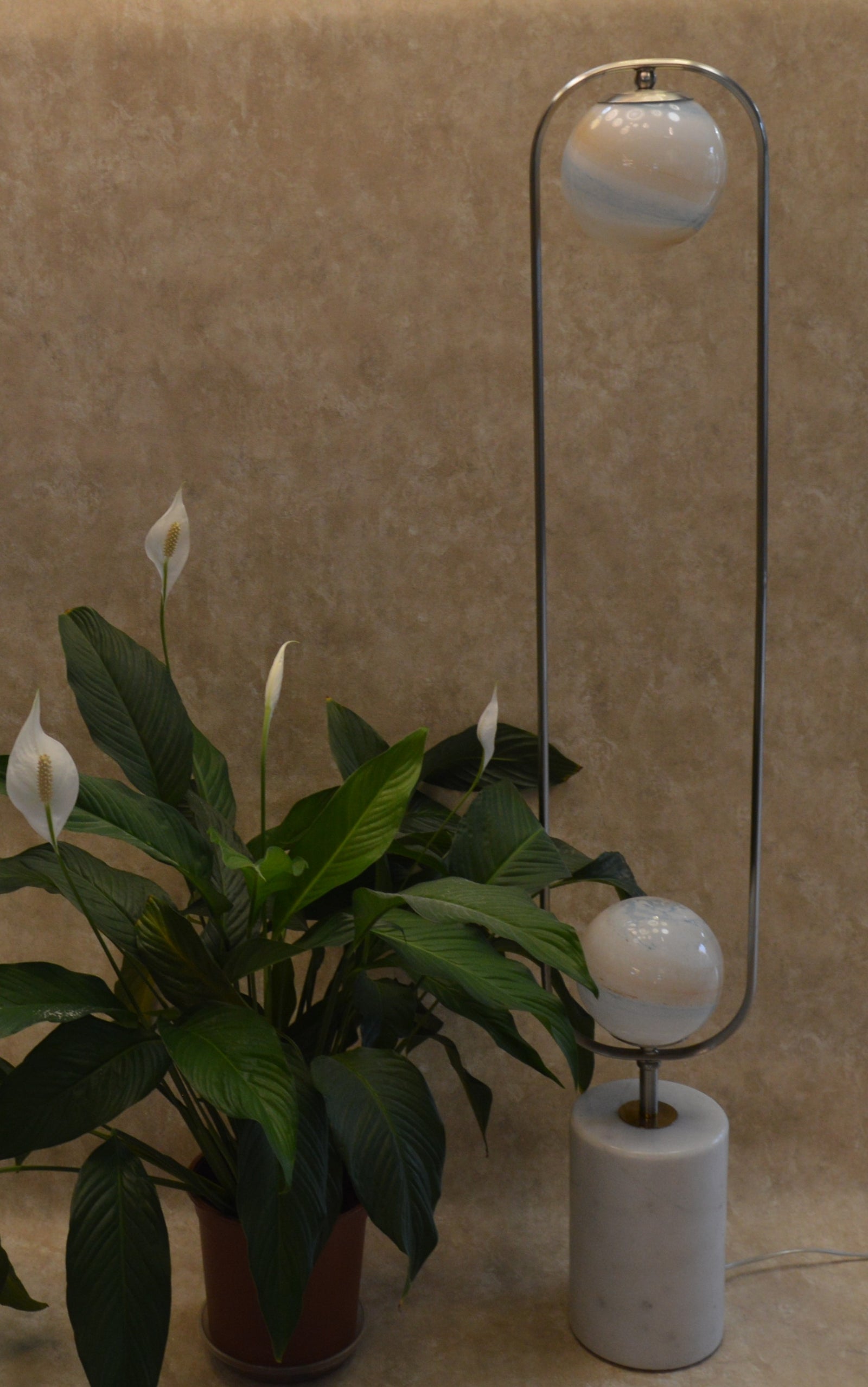 Kingston Orbit Modern Double Globe Lighting Floor Lamp with Marble Base