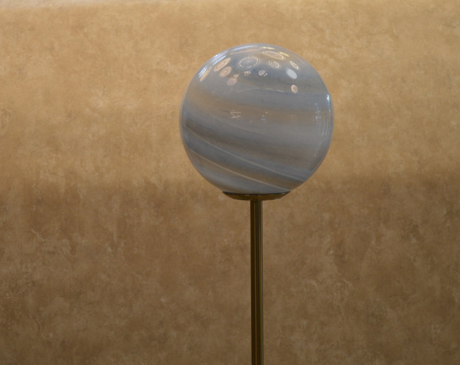 High End Modern Brass Floor Lamp with Marble Base & Dual Glass Globe Lights