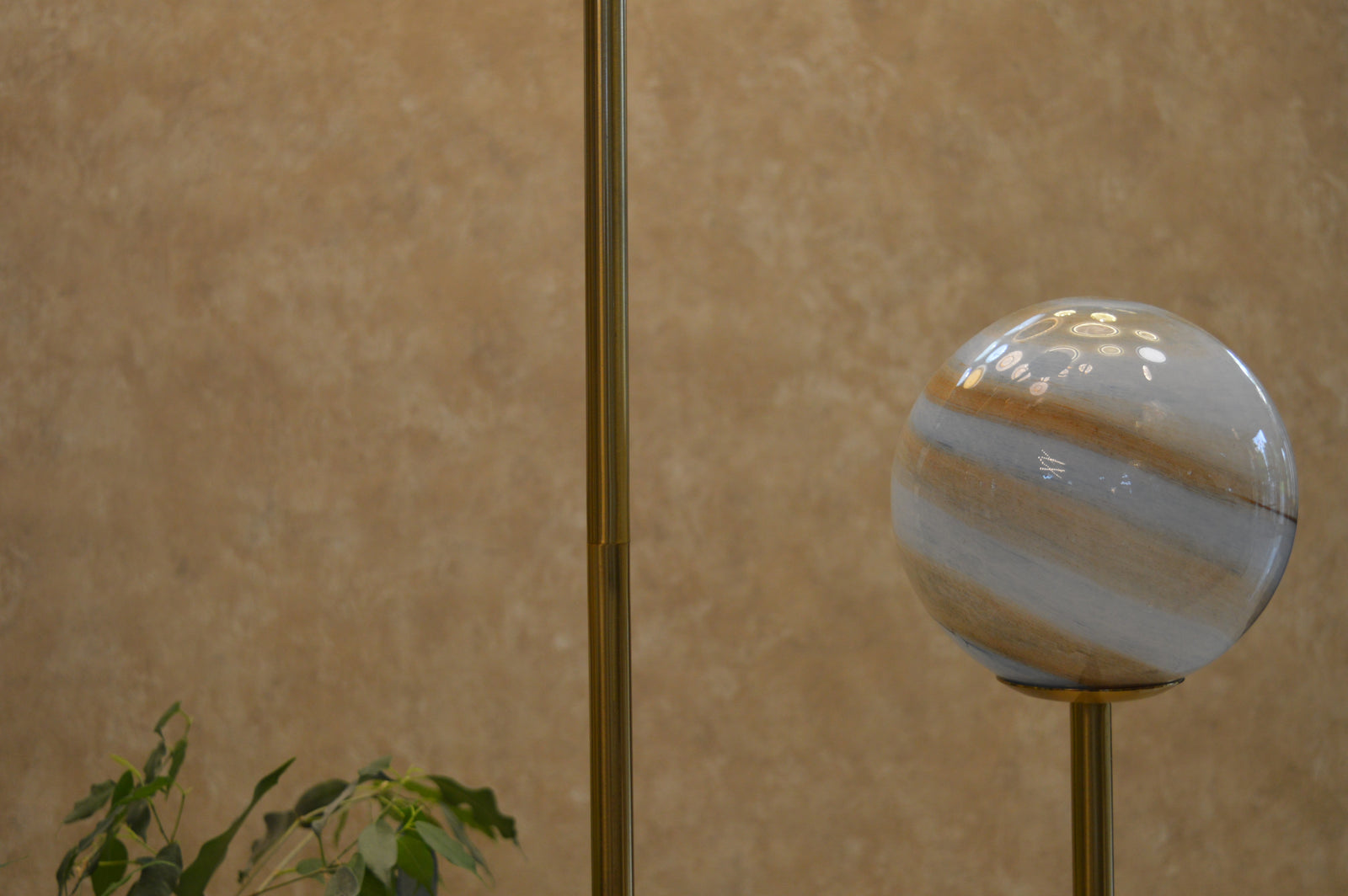 High End Modern Brass Floor Lamp with Marble Base & Dual Glass Globe Lights