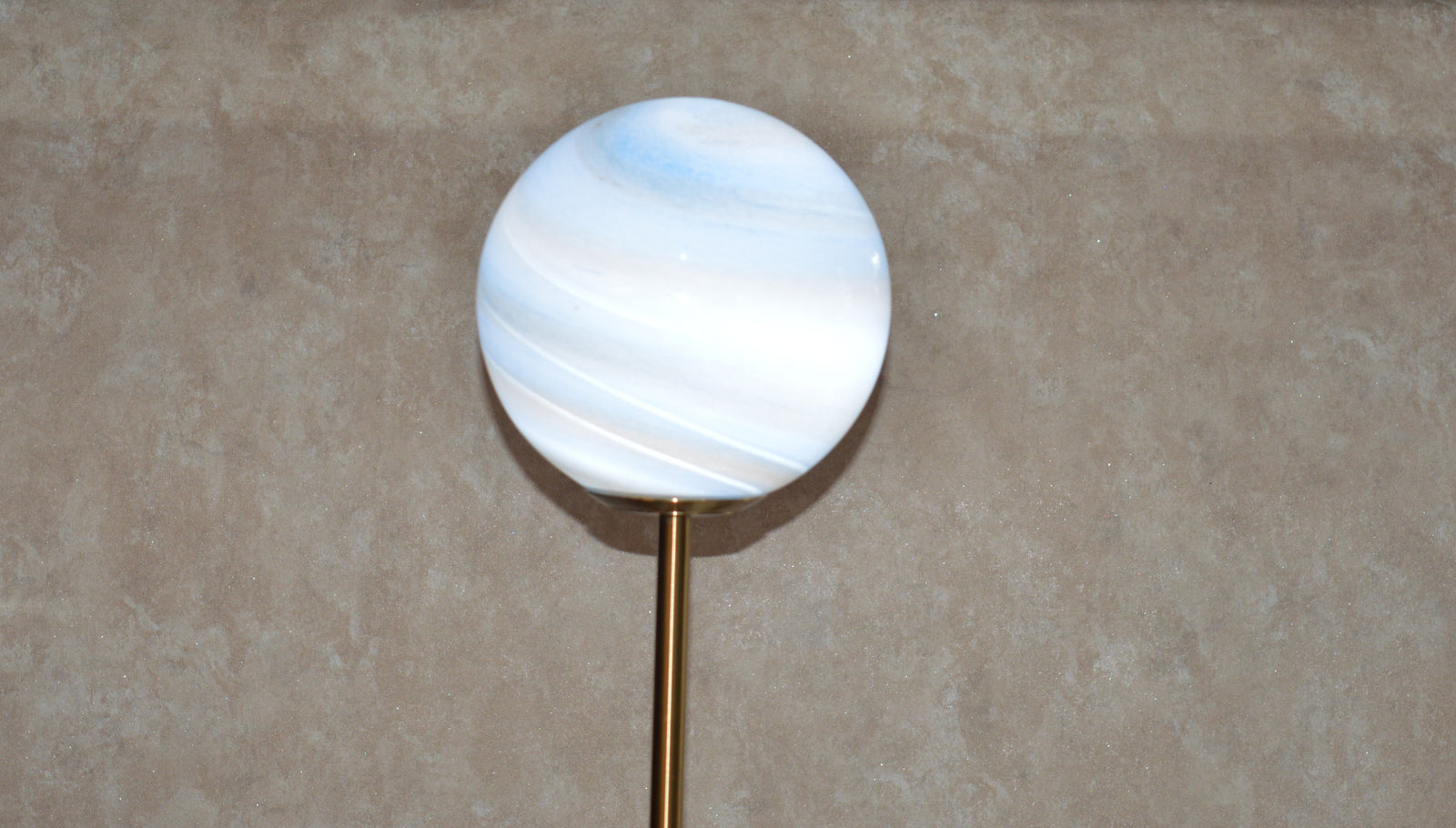 High End Modern Brass Floor Lamp with Marble Base & Dual Glass Globe Lights