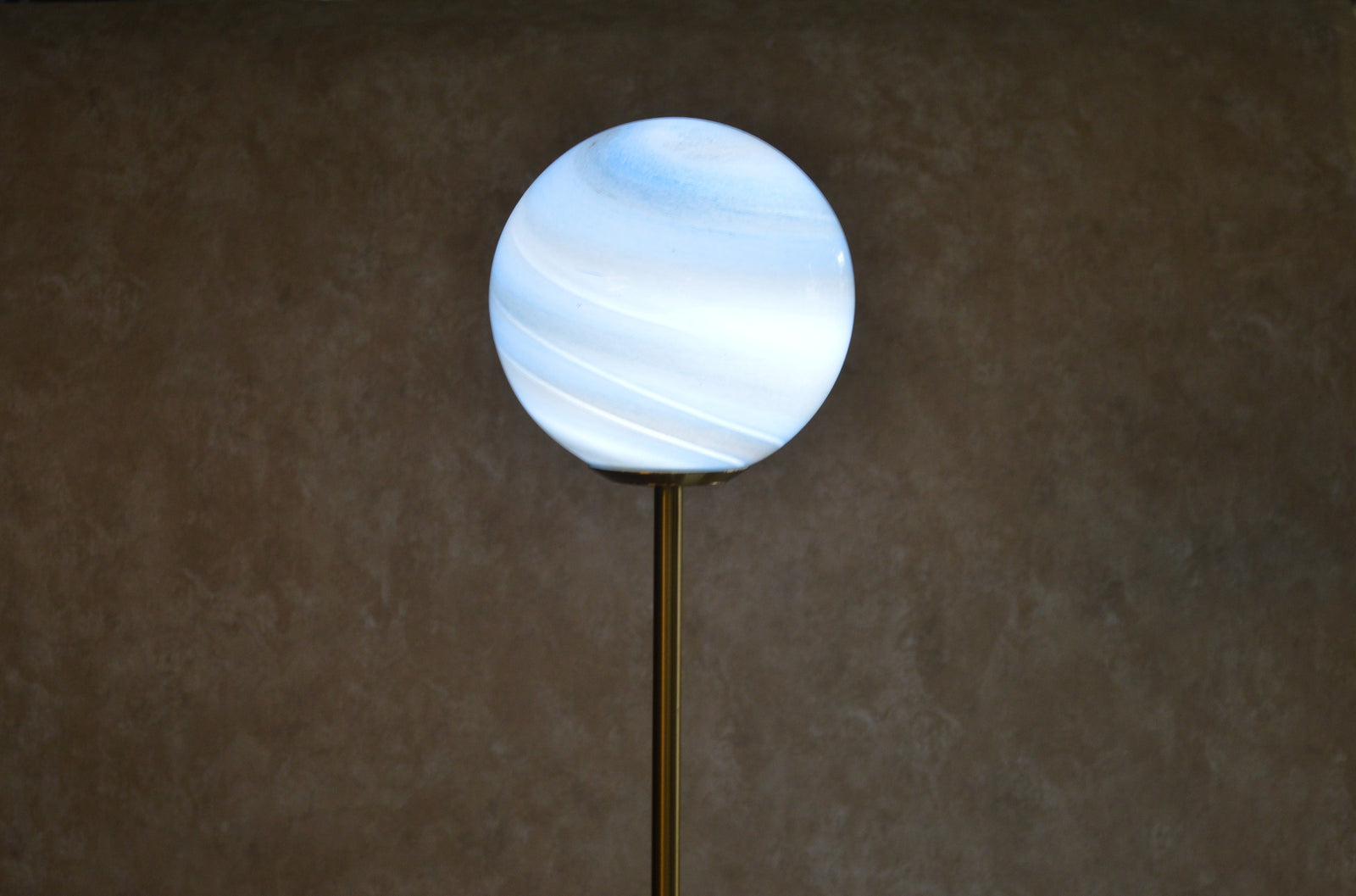 High End Modern Brass Floor Lamp with Marble Base & Dual Glass Globe Lights
