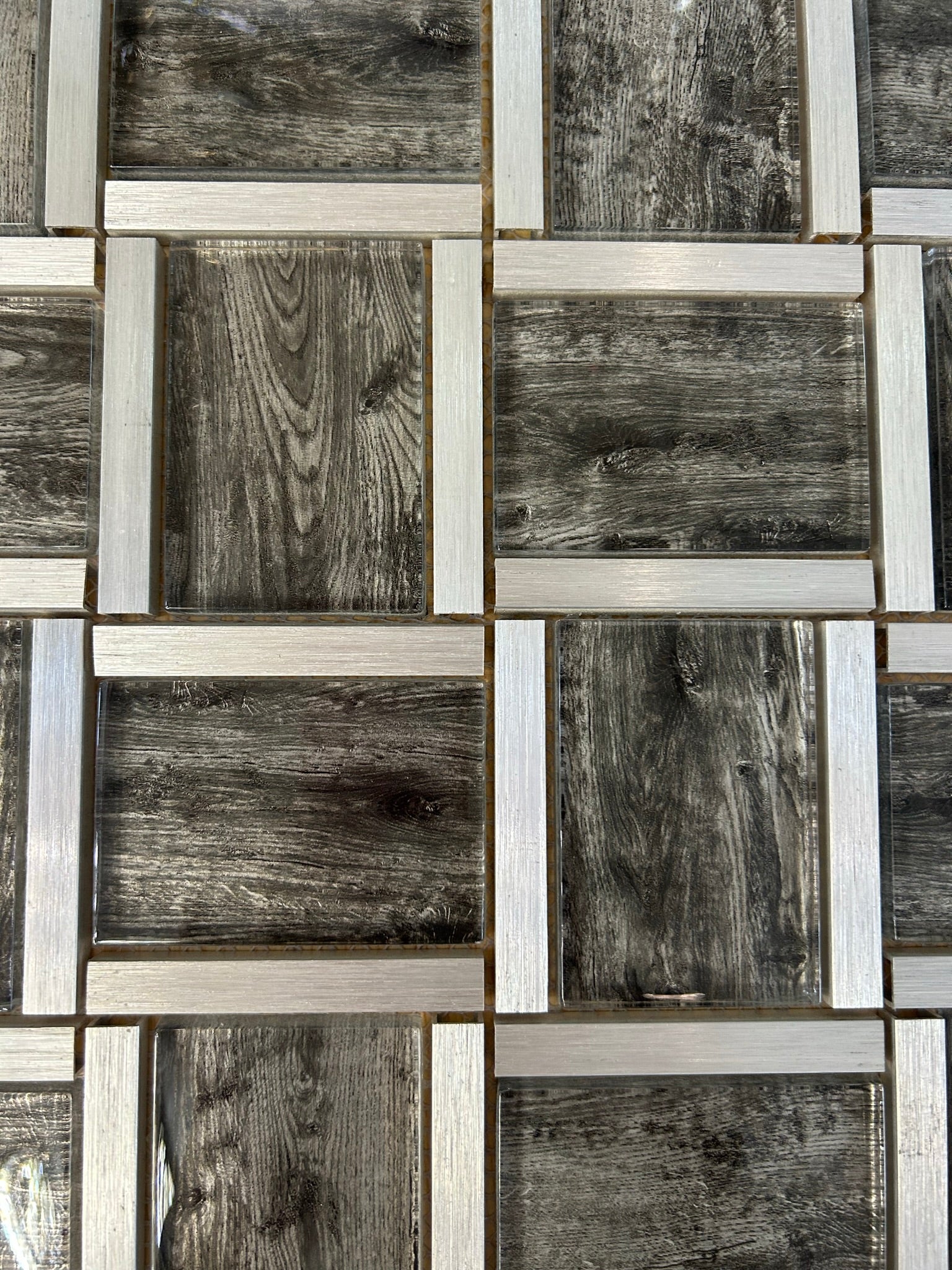 Black Metal Glass Mosaic Tiles-300*300*8mm-11sheets-1m2-BAW203