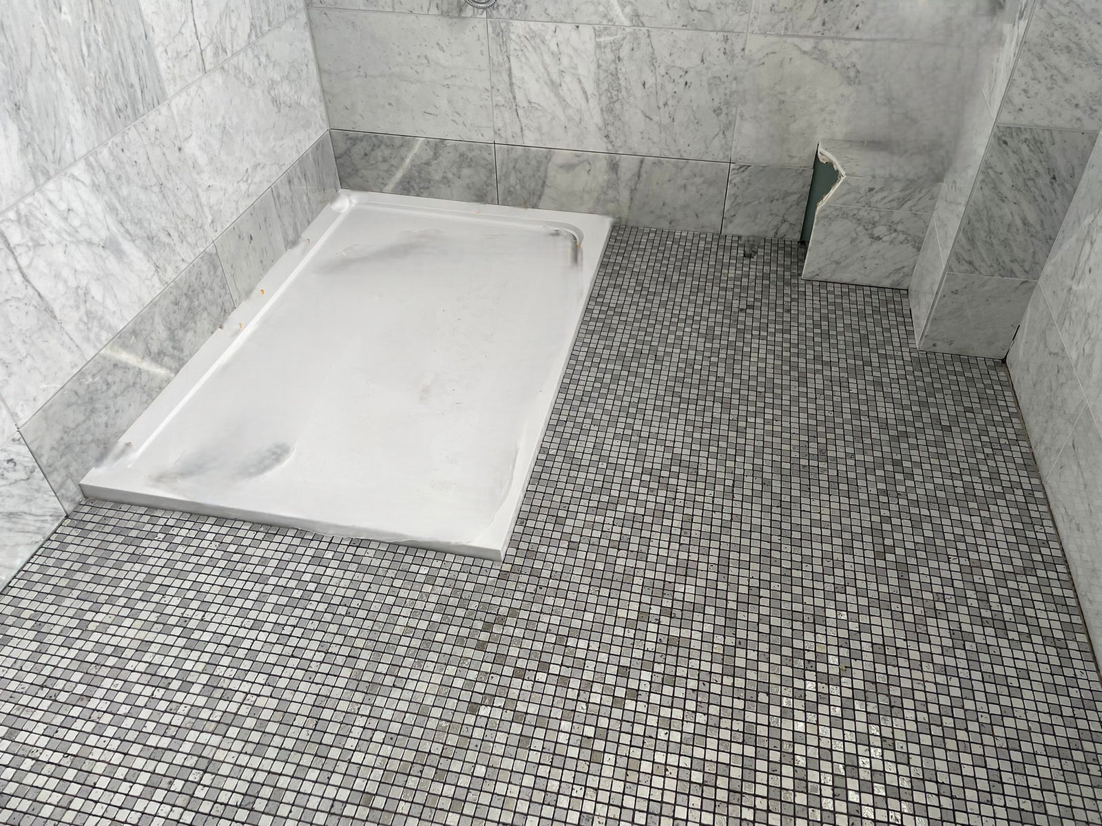 Cubic Greyscale Stone Mosaic Tile