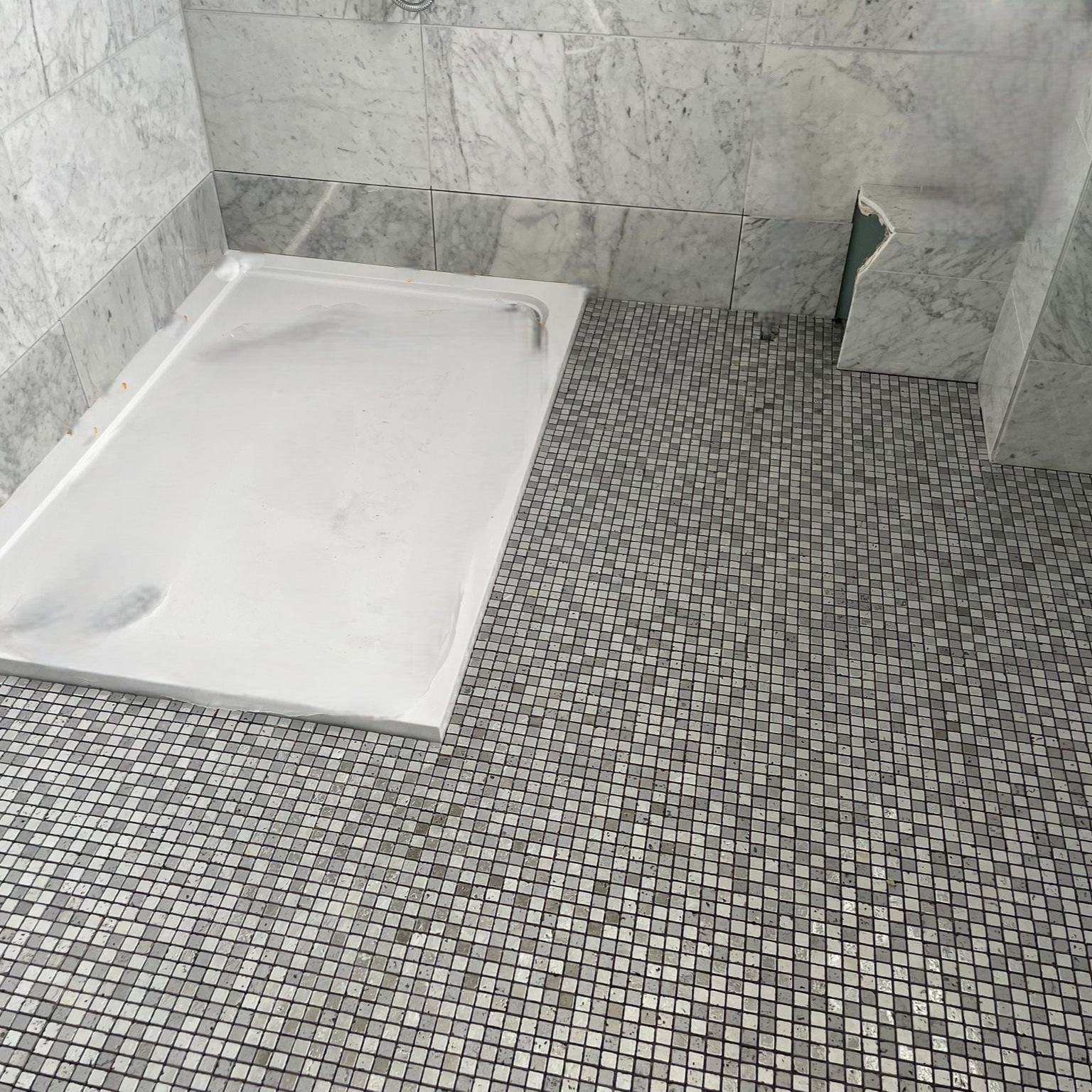 Cubic Greyscale Stone Mosaic Tile