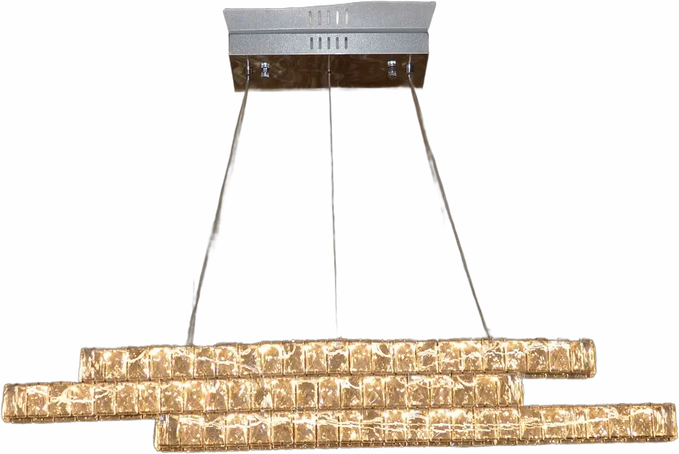 Luxury Triple-Tier Crystal LED Linear Chandelier - Colour Changing Feature
