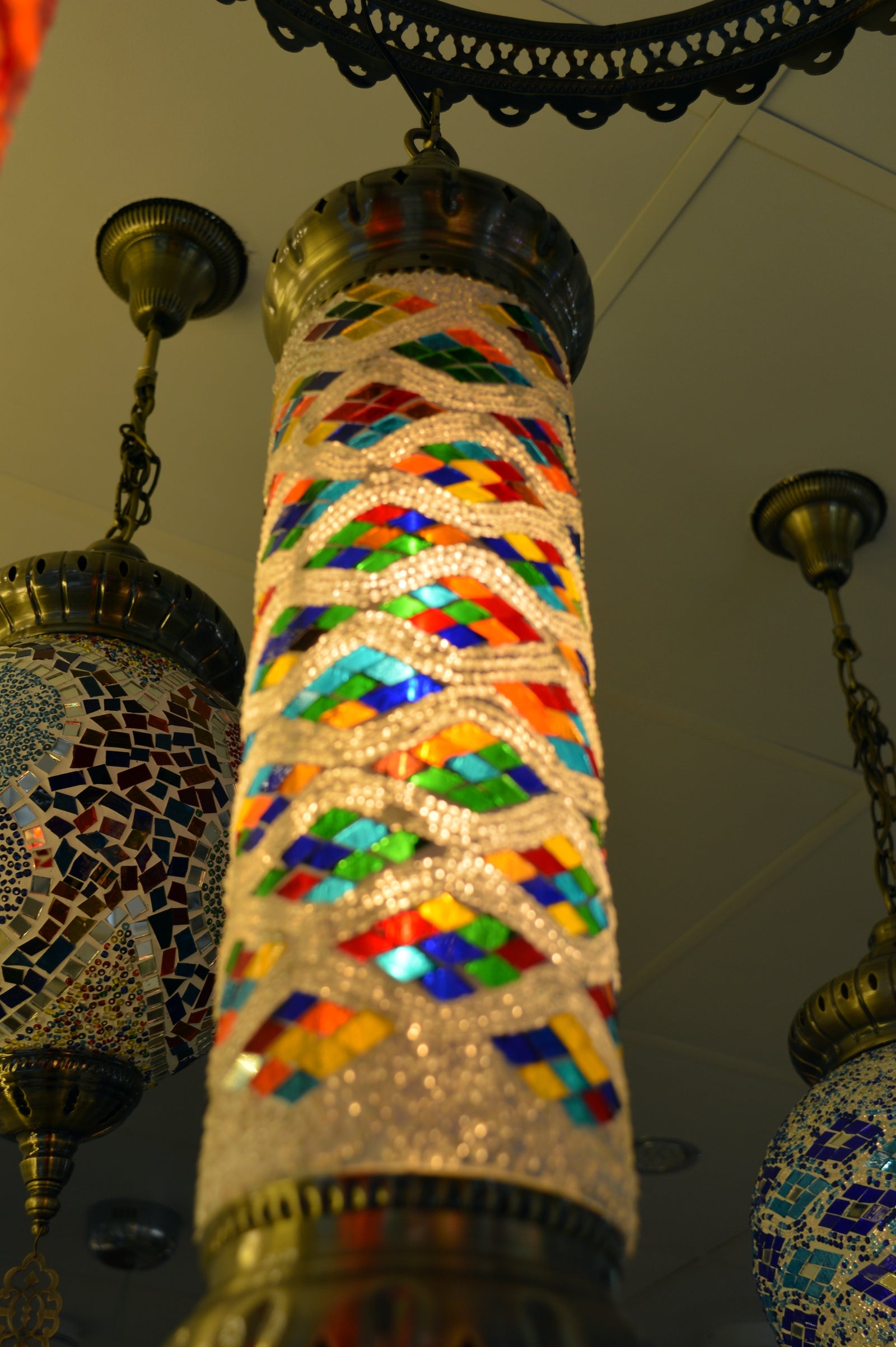 Handmade Turkish Mosaic Chandelier Lamp Ceiling Light Style Multi Lantern