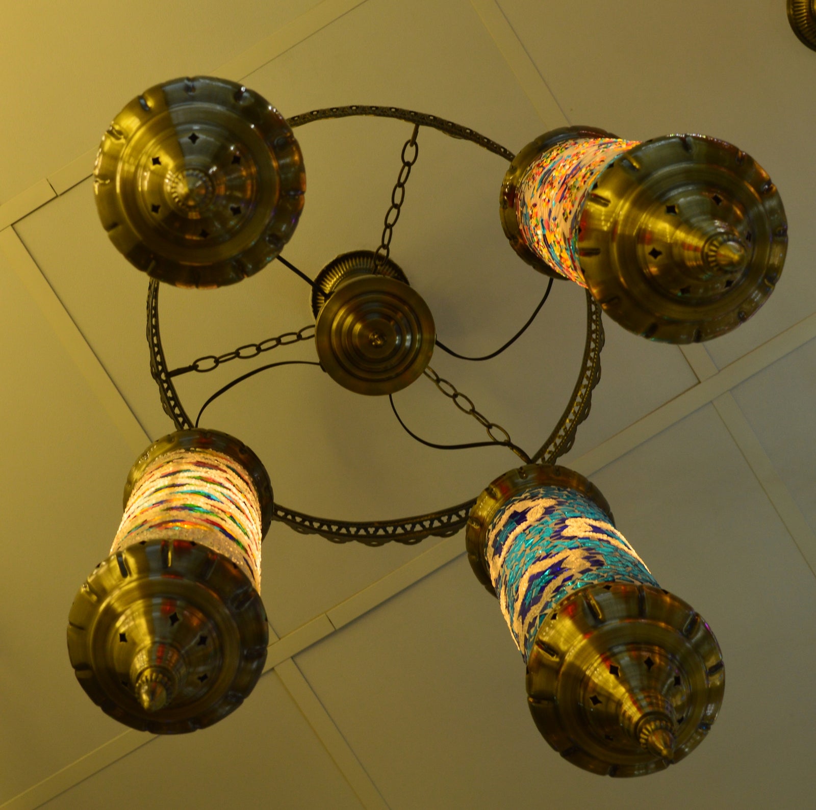 Handmade Turkish Mosaic Chandelier Lamp Ceiling Light Style Multi Lantern