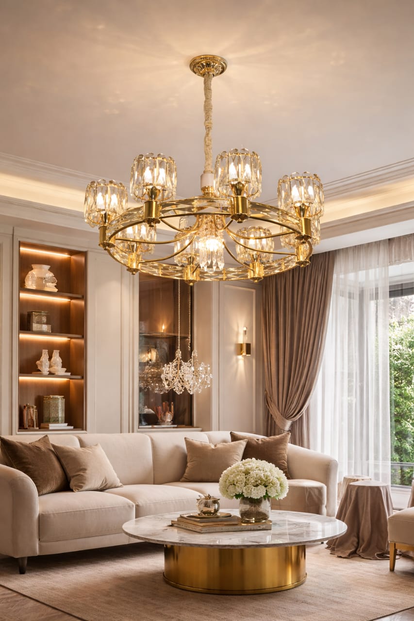 Luxury Modern Crystal Chandelier Pendant Ceiling Light Gold Lighting Fixture Home Decor