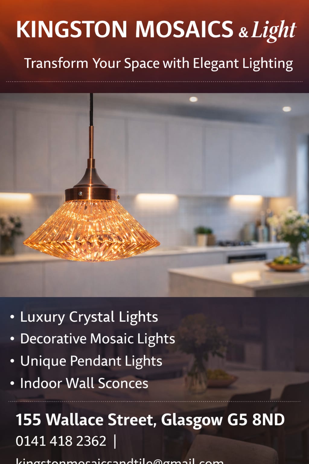 Modern Copper Glass Pendant Light – Elegant Ribbed Hanging Ceiling Lamp