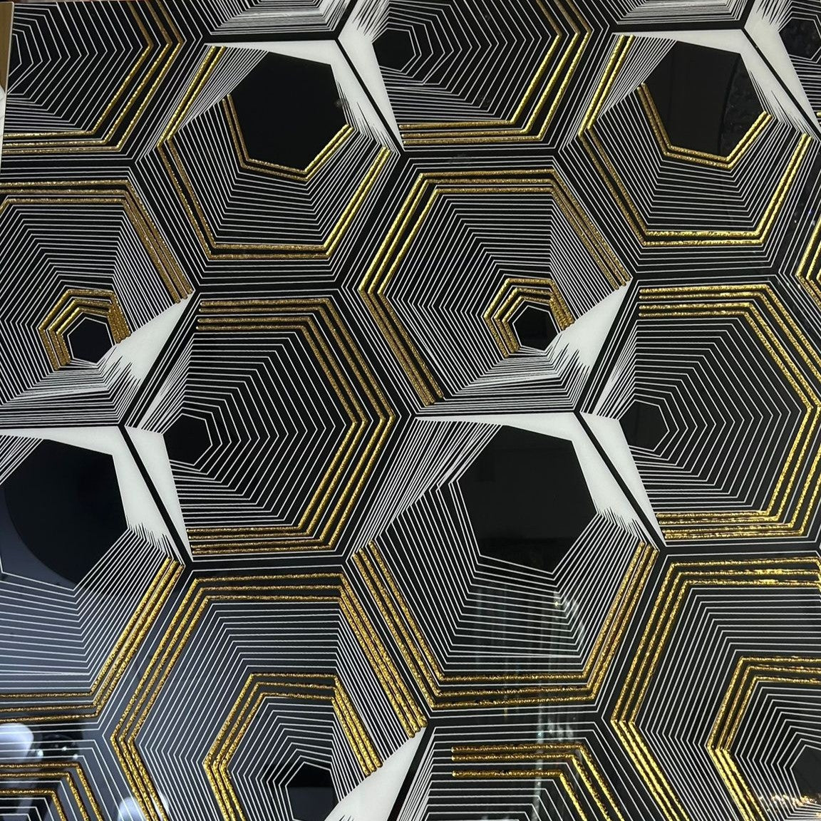 Gold & Black Decor Porcelain Tiles 600 x 600 x 10mm-DEC-WJ6612