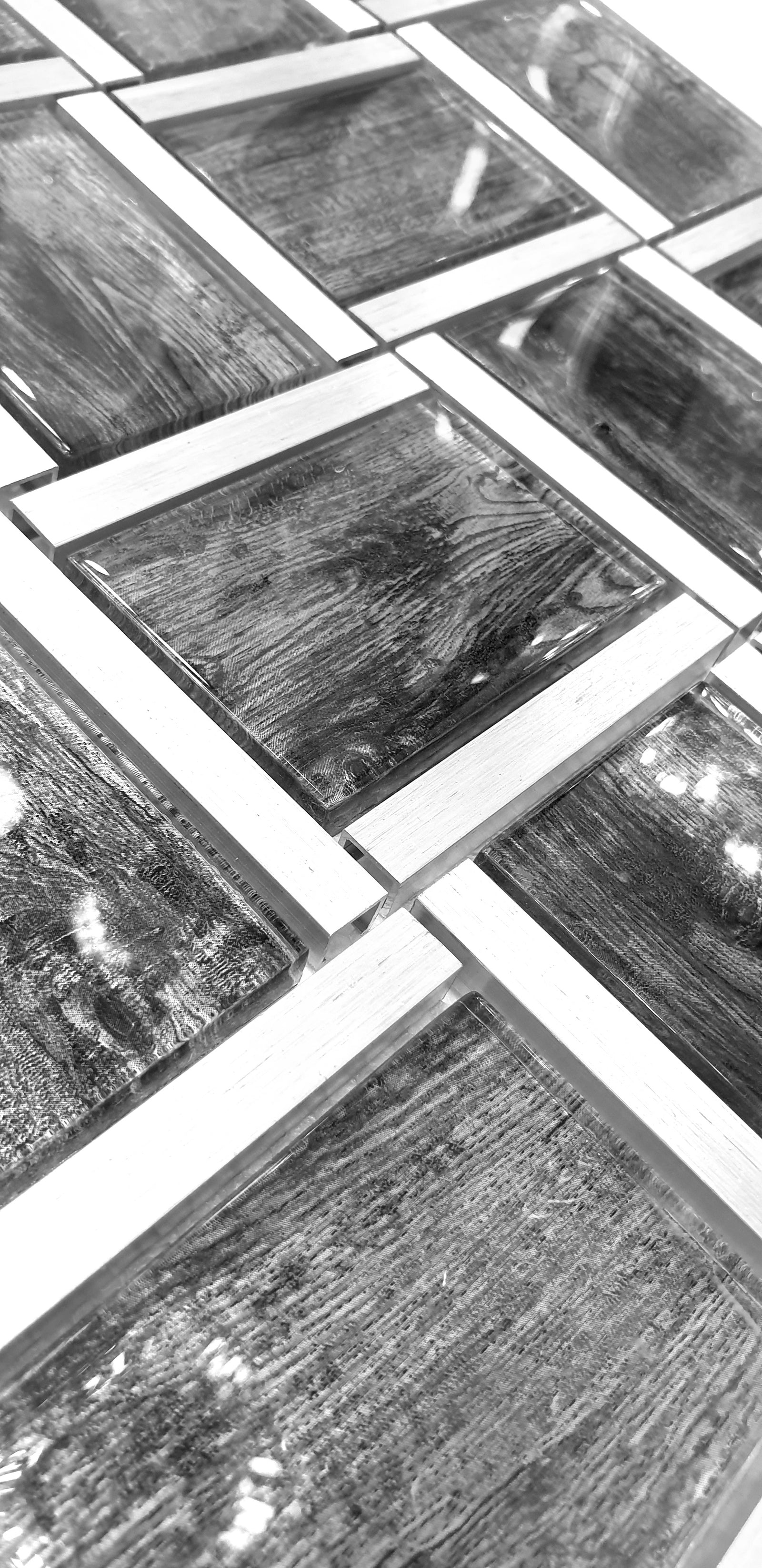 Dark Grey and Light Grey Metal Glass Mosaic Tiles-300*300*8mm-11sheets-1m2-BAW09