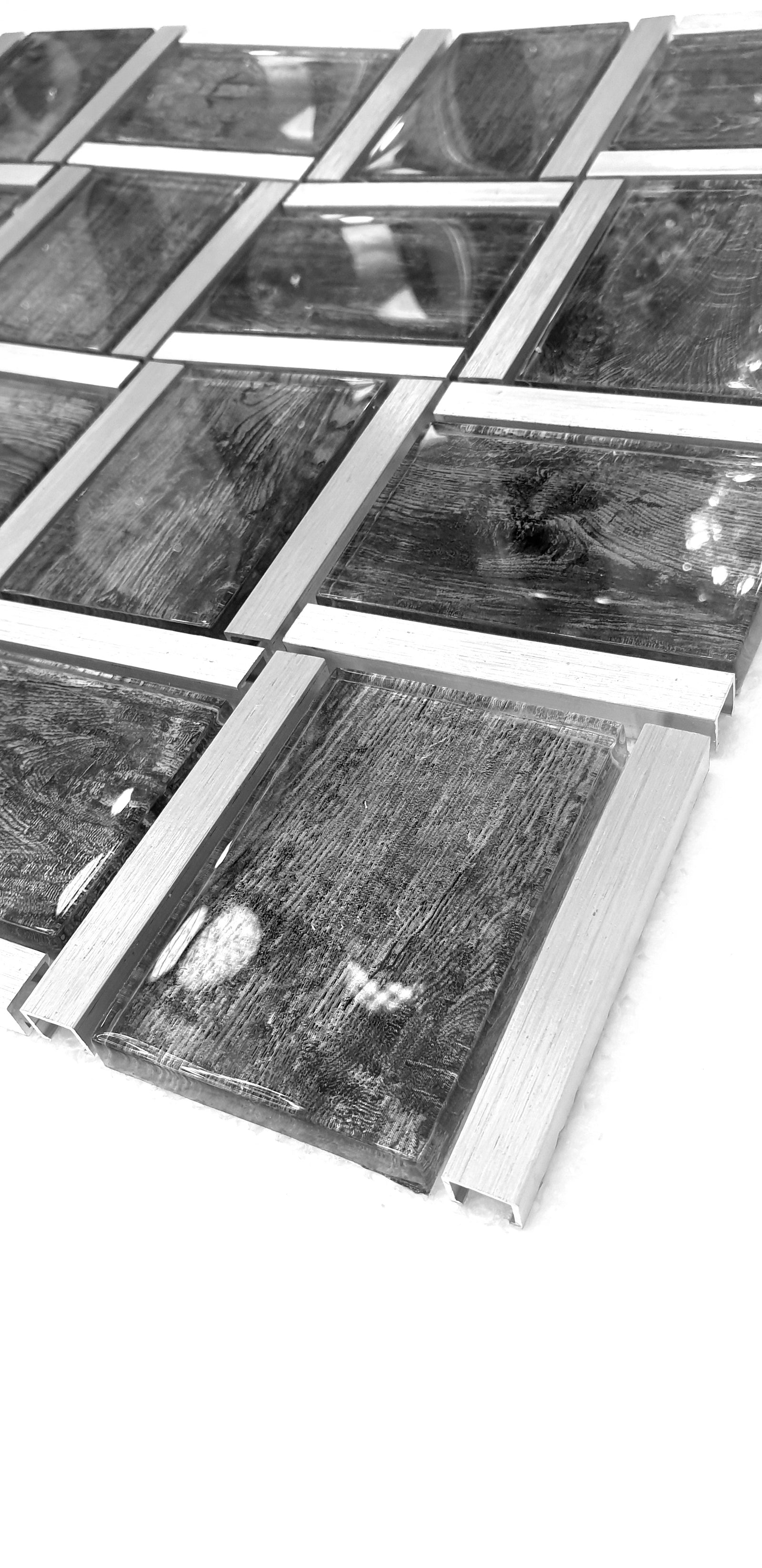 Dark Grey and Light Grey Metal Glass Mosaic Tiles-300*300*8mm-11sheets-1m2-BAW09