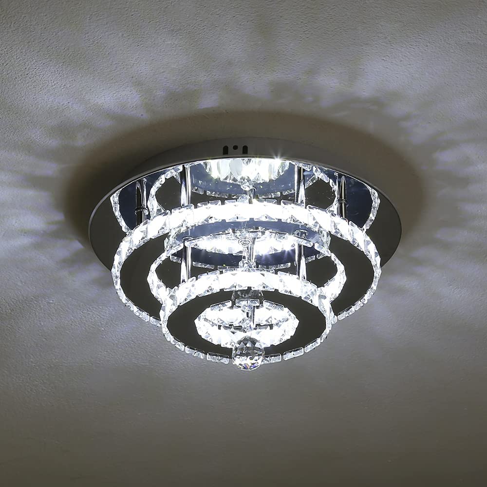 Round circular mirrored frame crystallic colour changing LED ceiling light [9010-800,650,450,350)