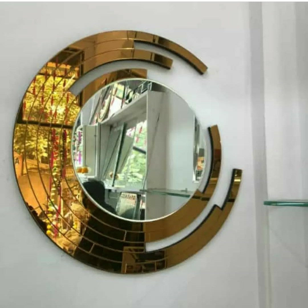 Elegant Classy Round Modern Designer Wall Mirror for Home Decor| Decorative Mirror  (Round)-90*90cm-DF863-Chrome & Rosegold both colours