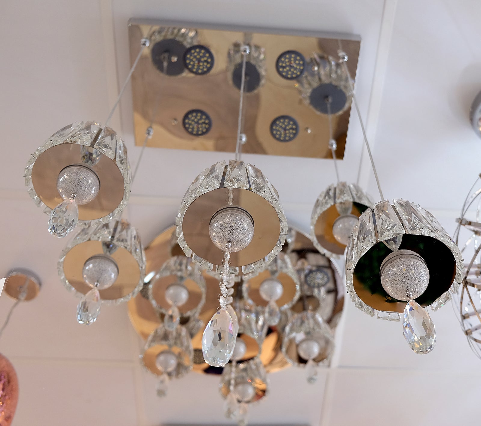 Mirrored Crystal Suspended Ceiling Light