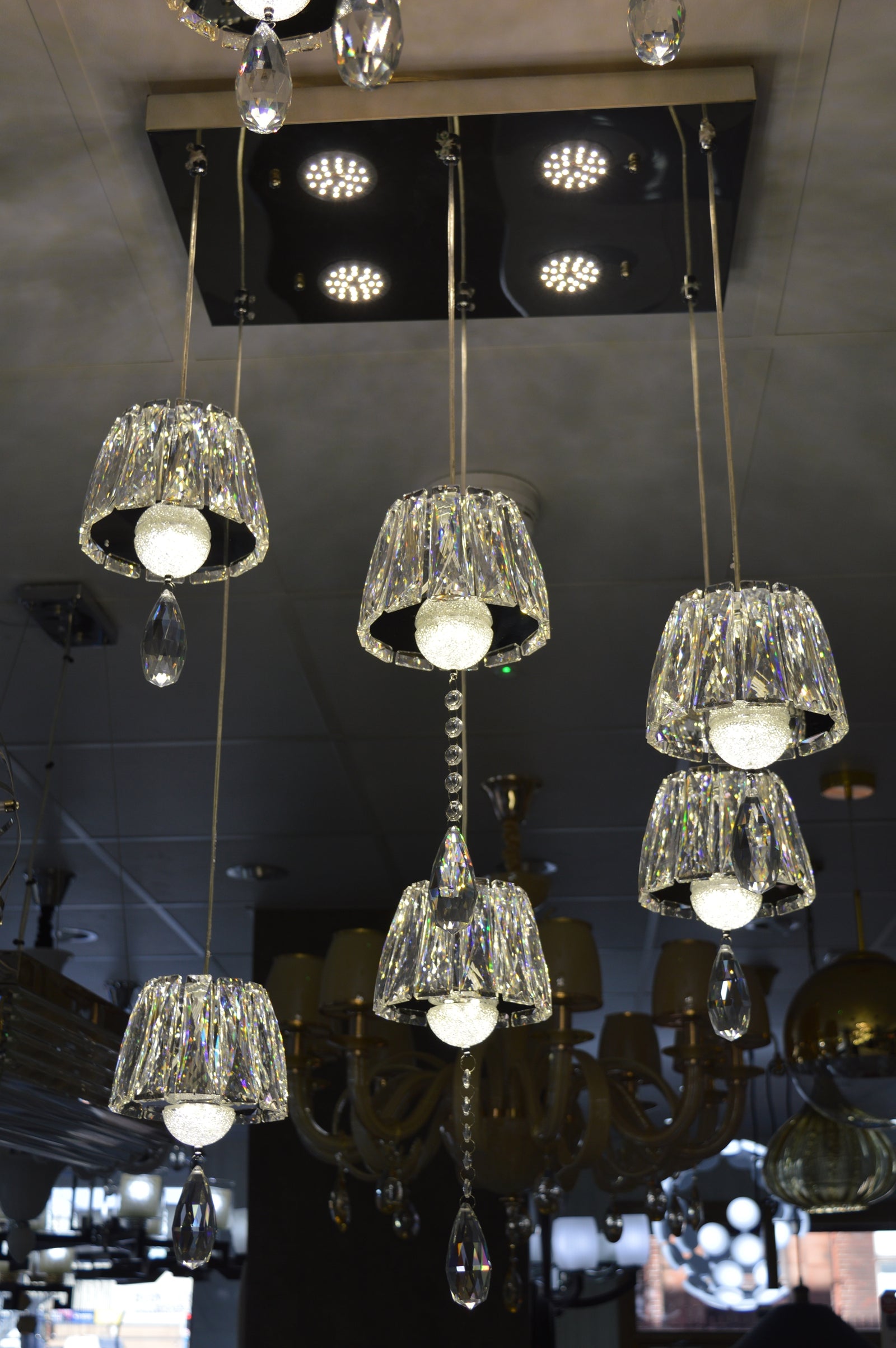 Mirrored Crystal Suspended Ceiling Light