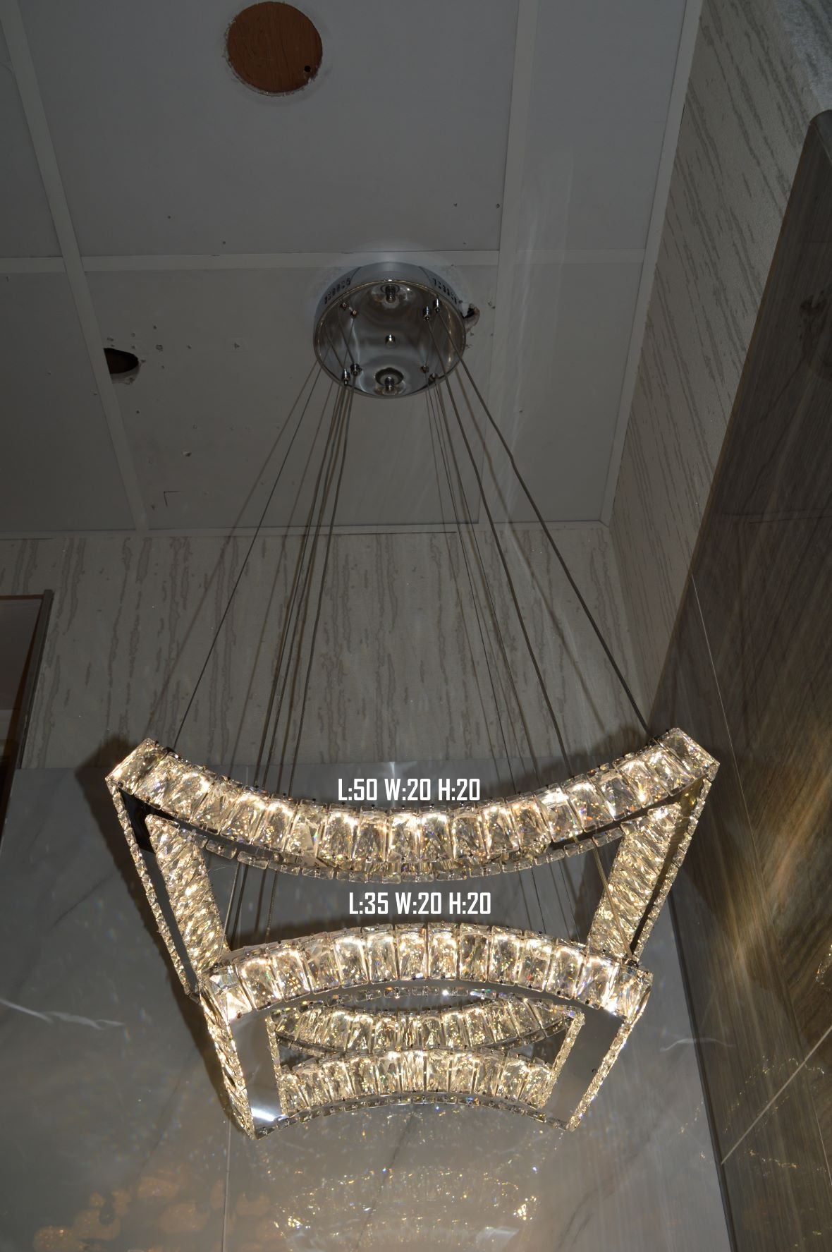 5 & 2 Layer Crystallic LED Chandeliers -Colour Changing Dimmable with Remote Control-5103-550 & 5103-550-5-Chrome & Gold