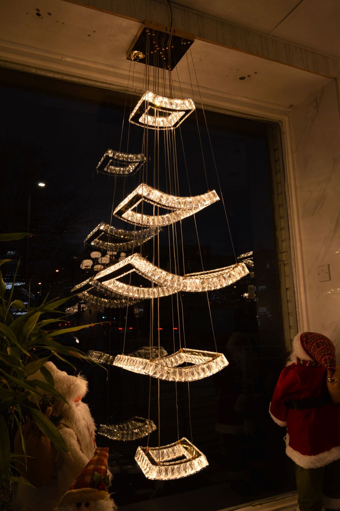 5 & 2 Layer Crystallic LED Chandeliers -Colour Changing Dimmable with Remote Control-5103-550 & 5103-550-5-Chrome & Gold