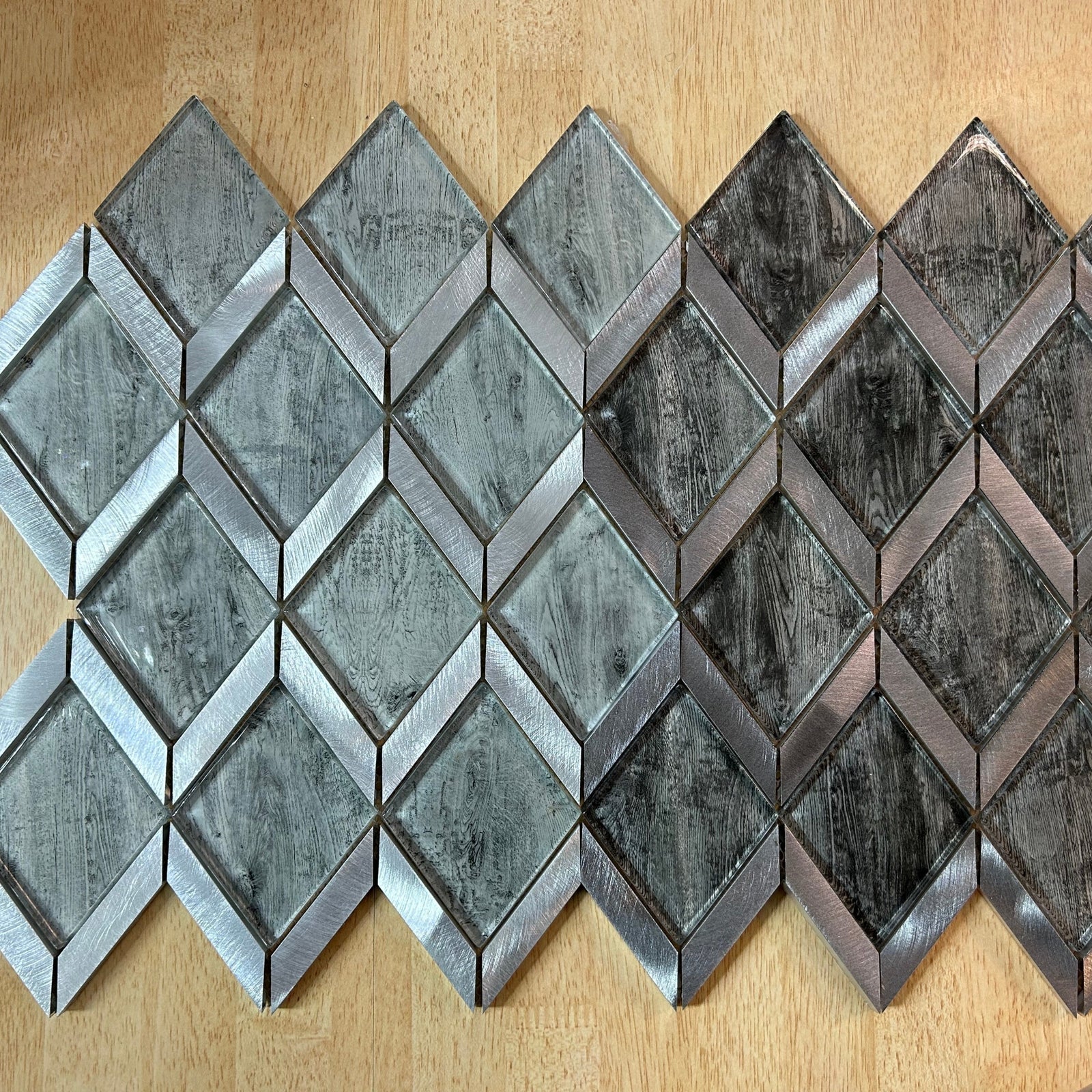 Dark Grey Rhombus Mosaic Tile-330 x 255 x 8 mm-12sheets-1m2-RE-GL01-2